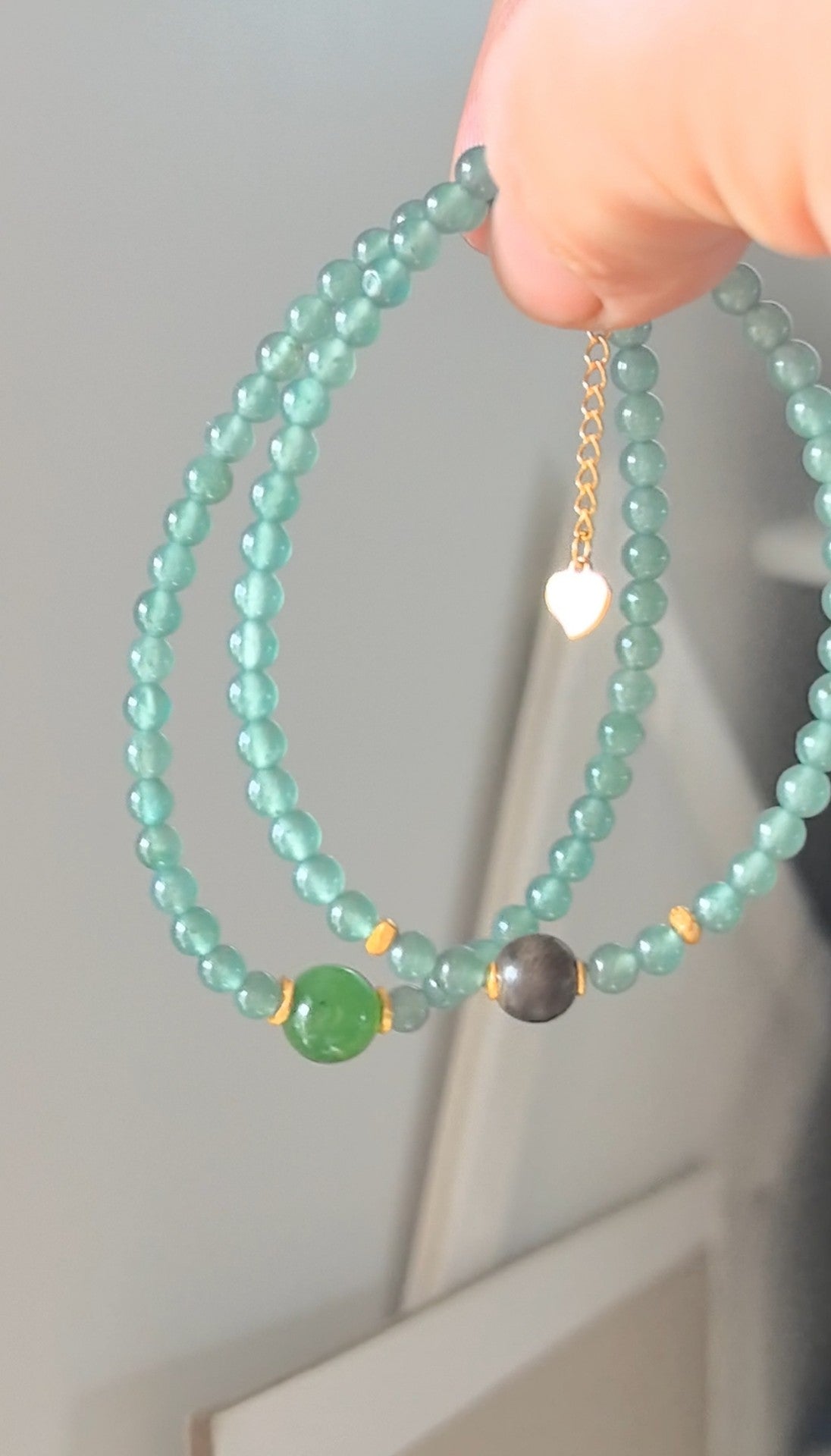 Blue Jadeite Double Strand Bracelet