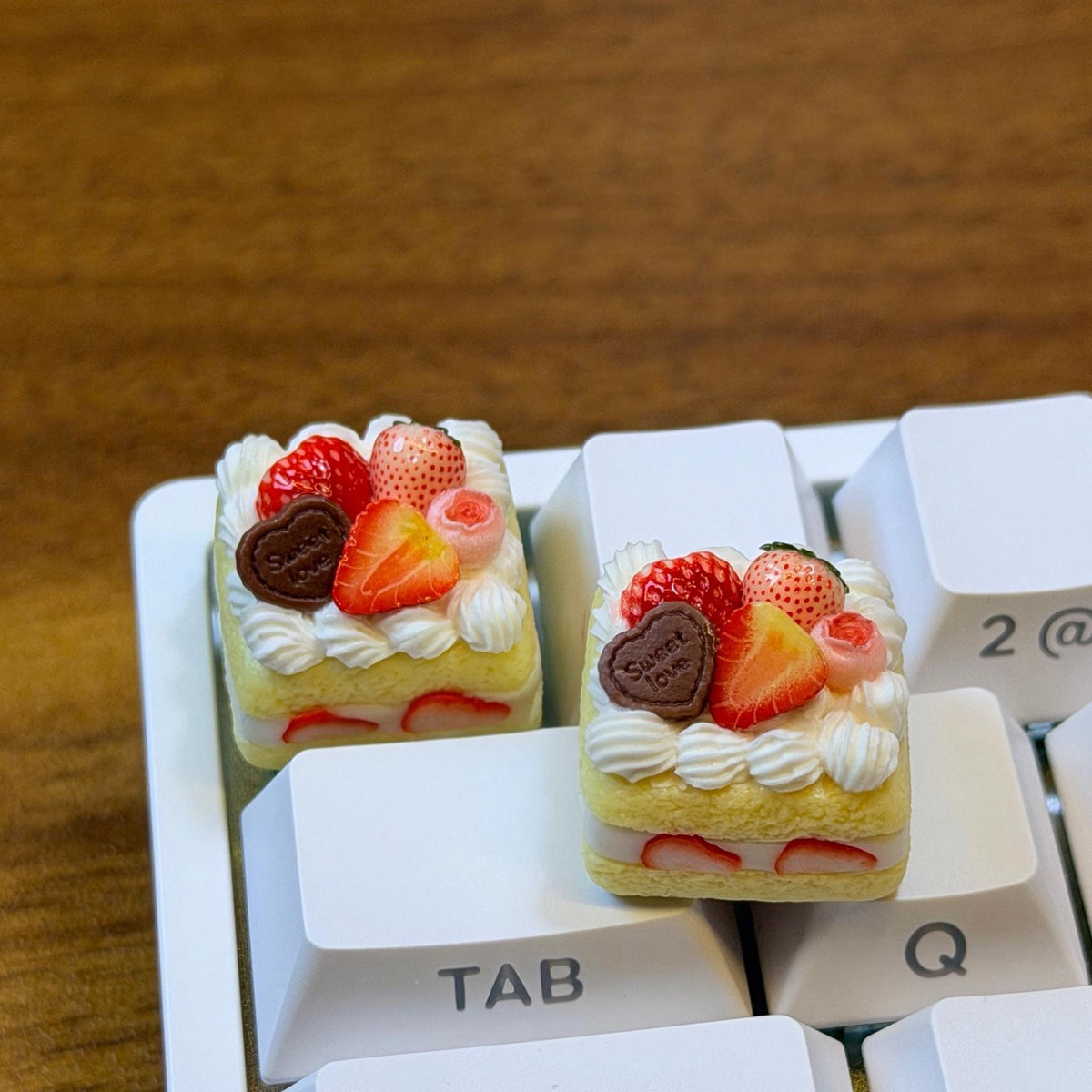 Strawberry Cake Artisan Keycap Resin Clay