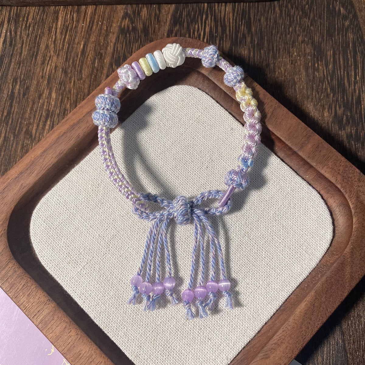 Handwoven Adjustable Knot Bracelet Pastel Beads