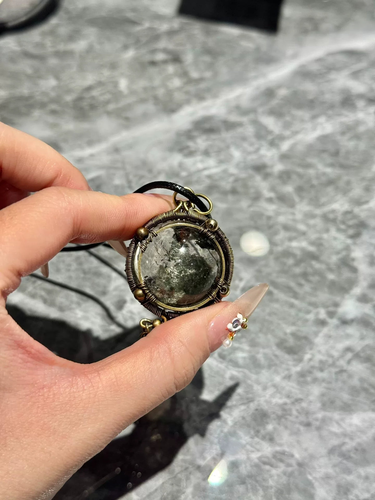 Wire Wrapped Brass Cage Pendant for Bead