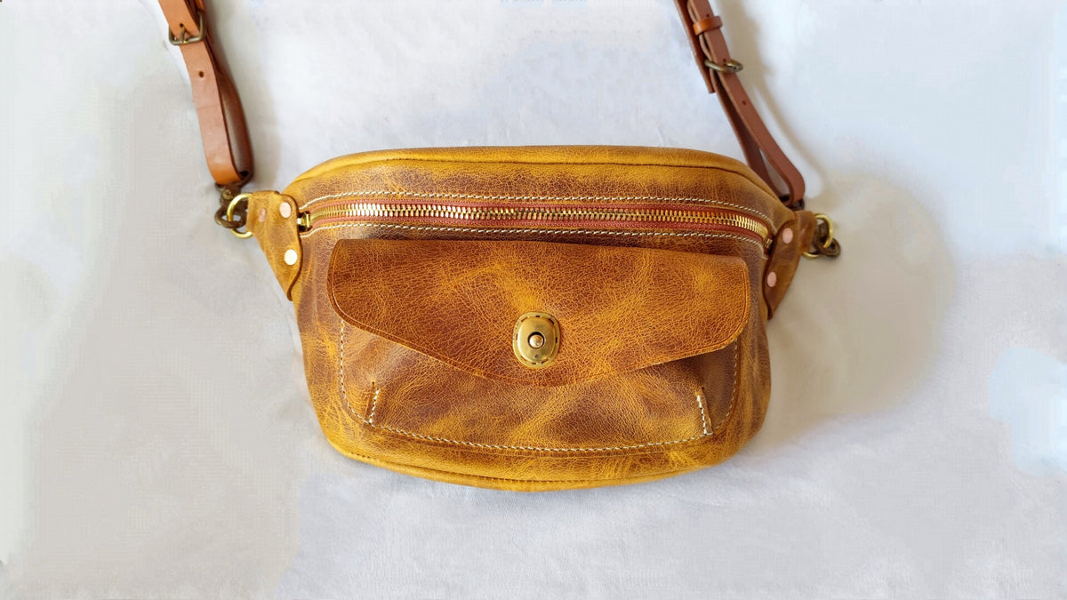 Handcrafted Leather Waist Chest Crossbody Bag