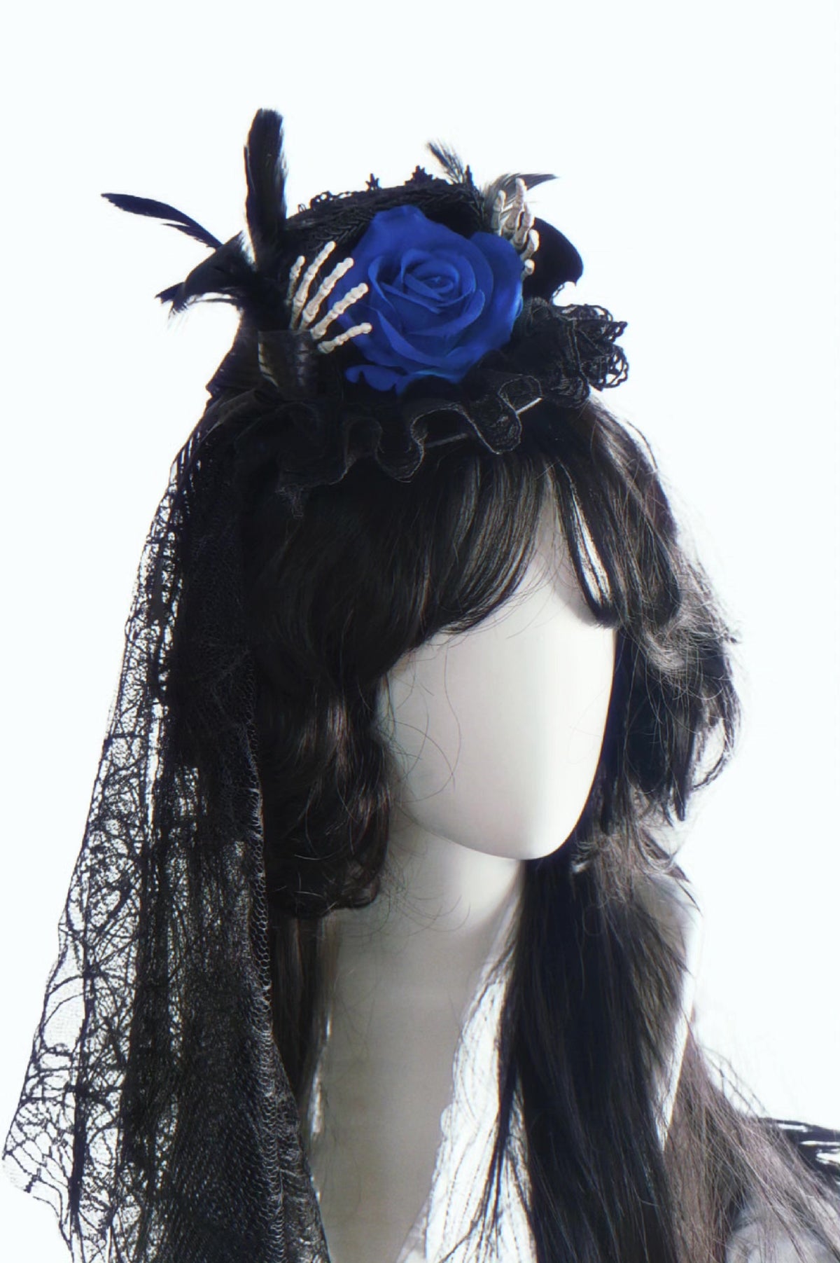 Gothic Rose Lace Hair Clip with Bat