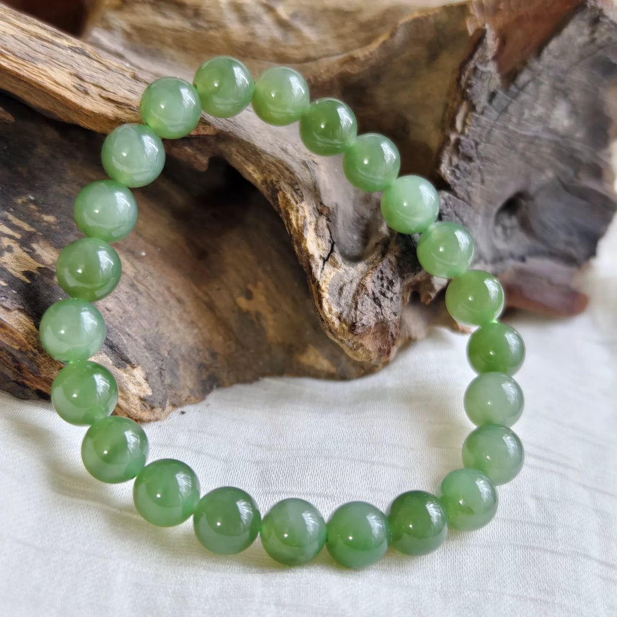 Braccialiale in perle di Giada Nefrite Naturale Rosa e Verde 8mm