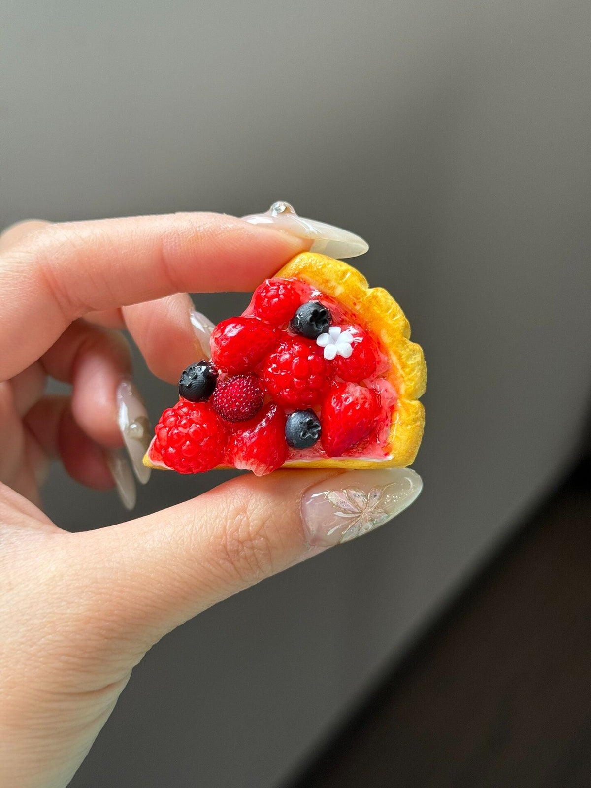 Berry Tart Slice Clay Charm Pendant