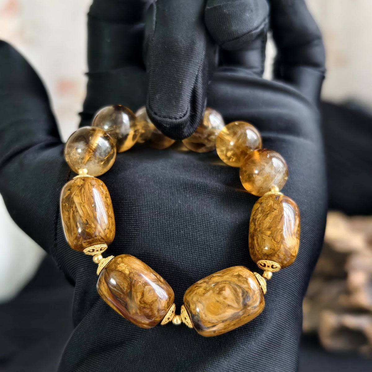 Golden Pietersite Yellow Quartz Silver Bracelet