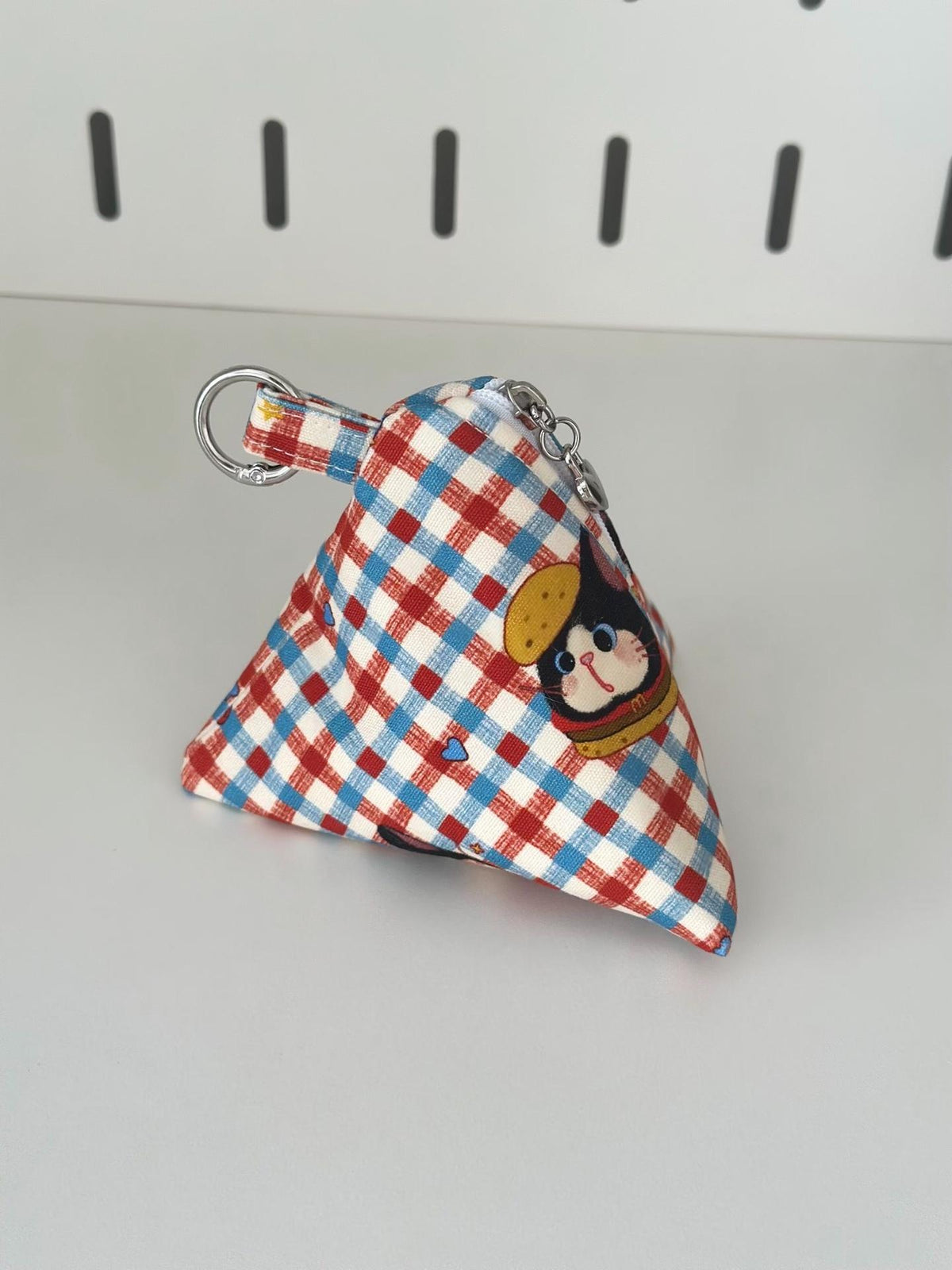 Checkered Canvas Cat Zongzi Pouch