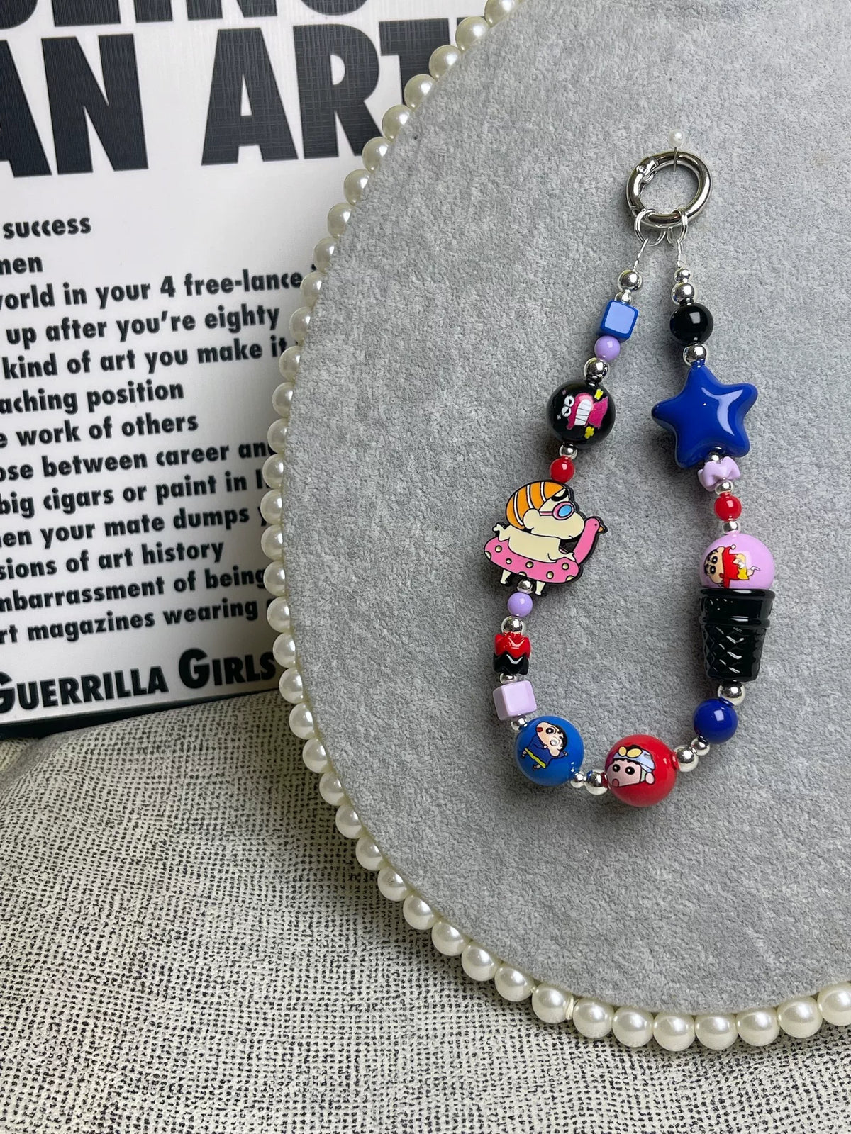 Cartoon Character Beaded Phone Strap
