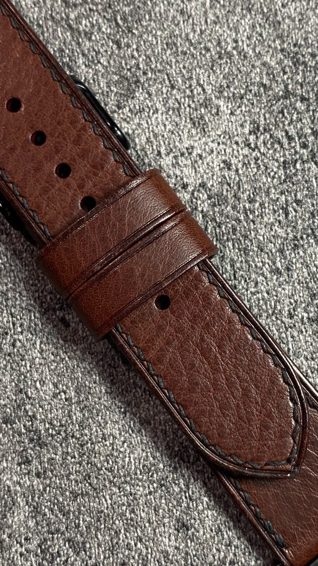 Custom Pebbled Leather Watch Strap Deep Brown