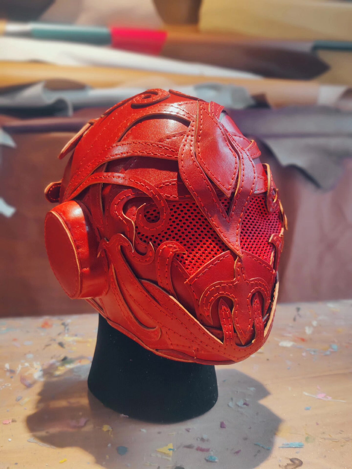Custom Leather Helmet Mask Handcrafted Cowhide