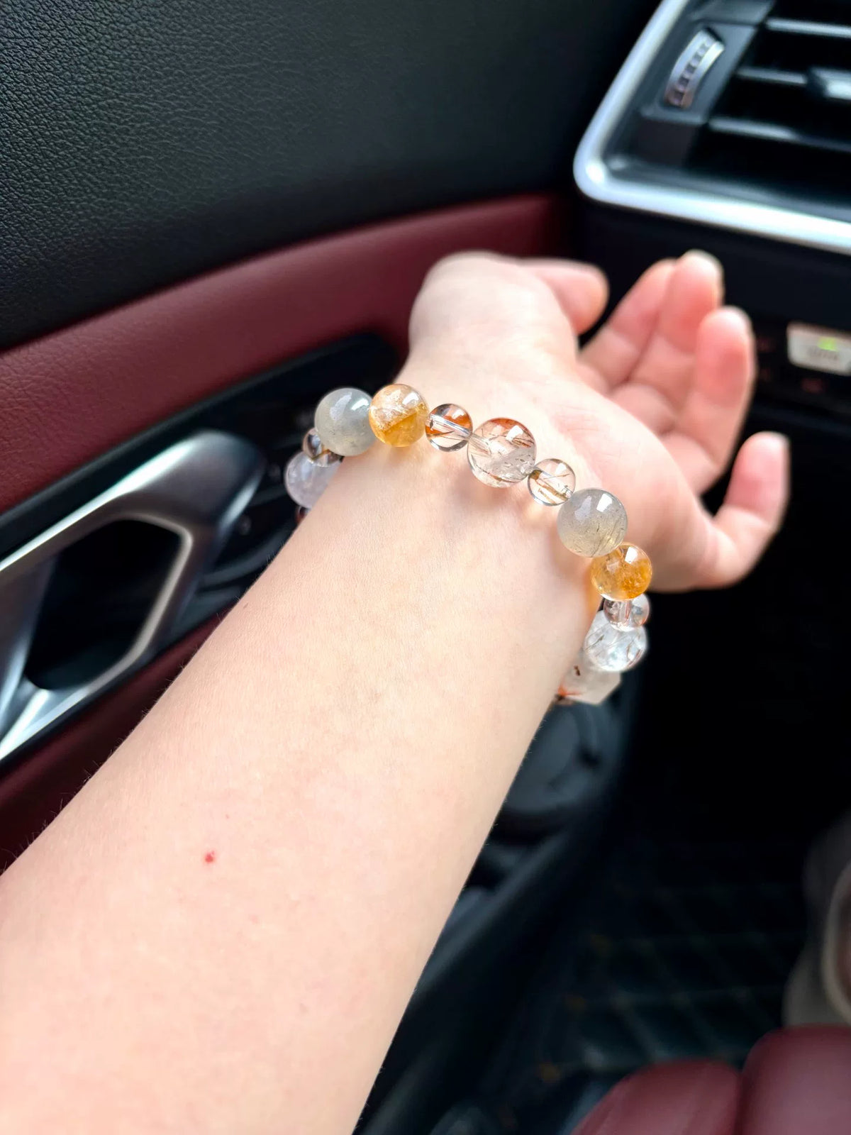 Bracciale a grani in cristallo e gemme multicolori 16 cm