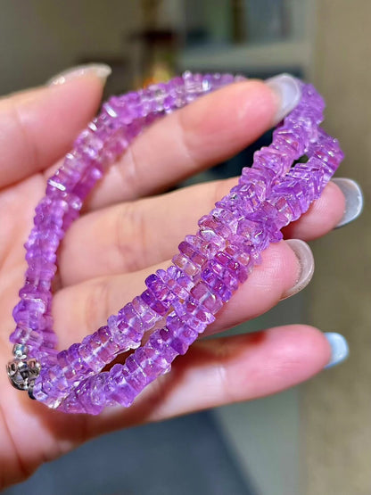 Amethyst Baguette Bead Necklace, 43cm, 21.7g