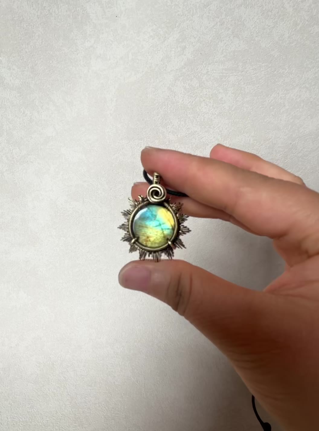 Labradorite Sun Wire Wrap Necklace