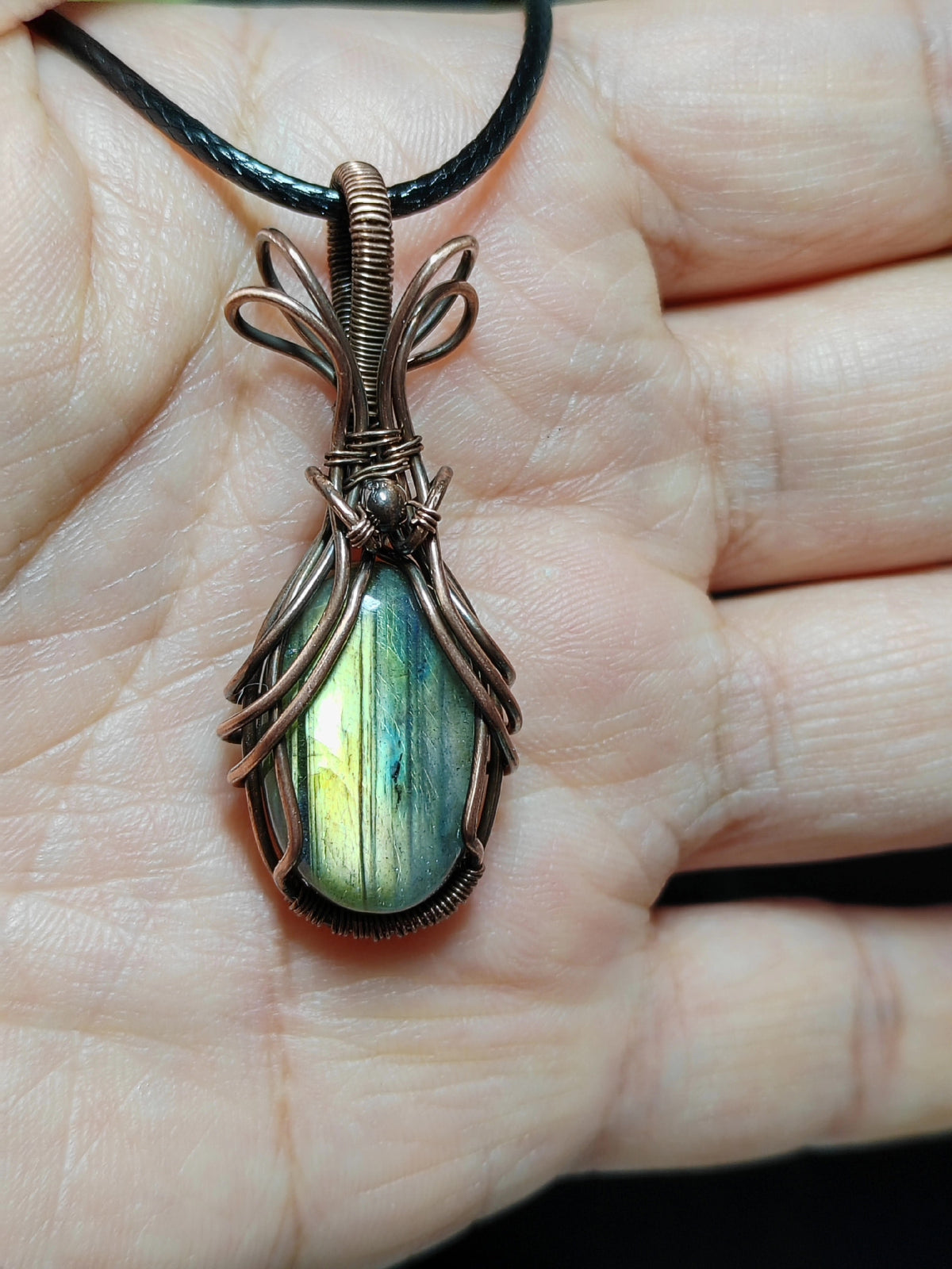 Labradorite Pendant Wire Wrapped Copper