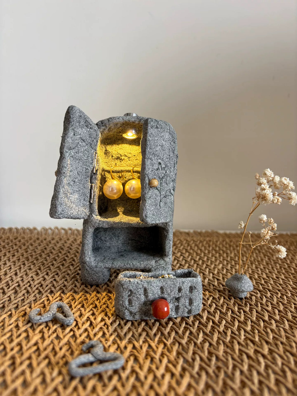 Rock Clay Miniature Jewelry Cabinet with Light