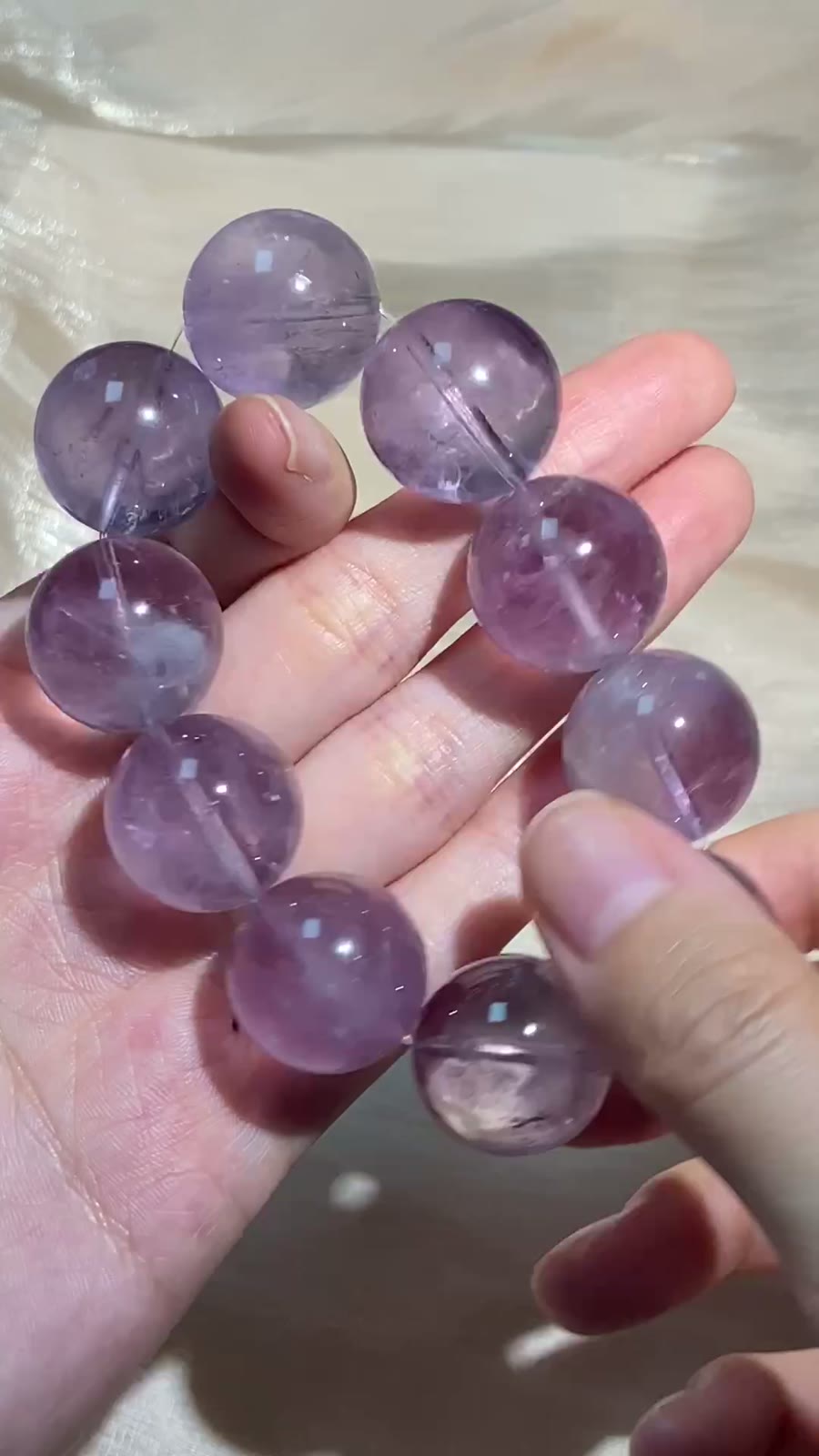 Lavender Amethyst Crystal Beaded Bracelet 19.5mm