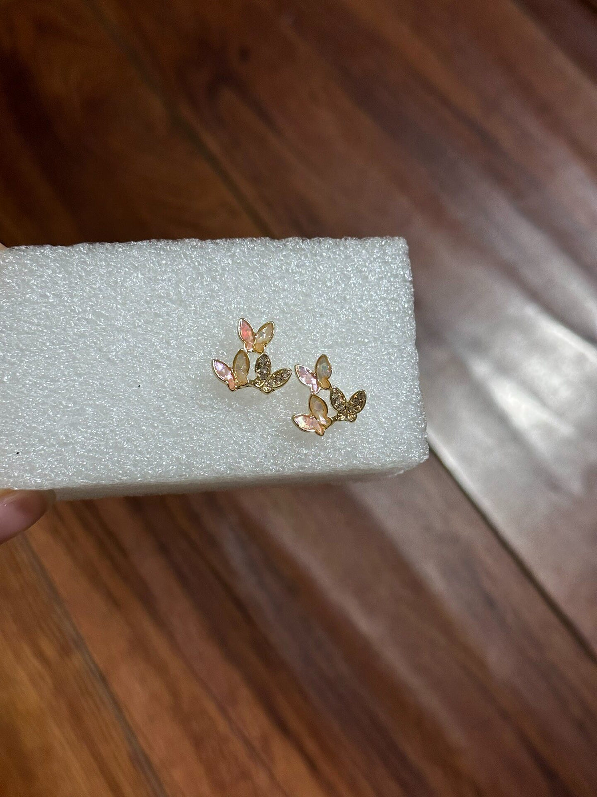 Mother-of-Pearl Butterfly Cluster Stud Earrings