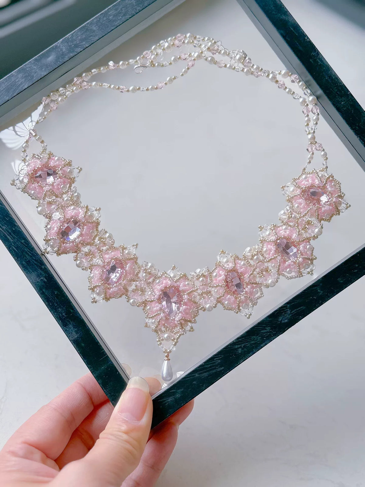 Rosa Louvre-halsband rosenkvarts