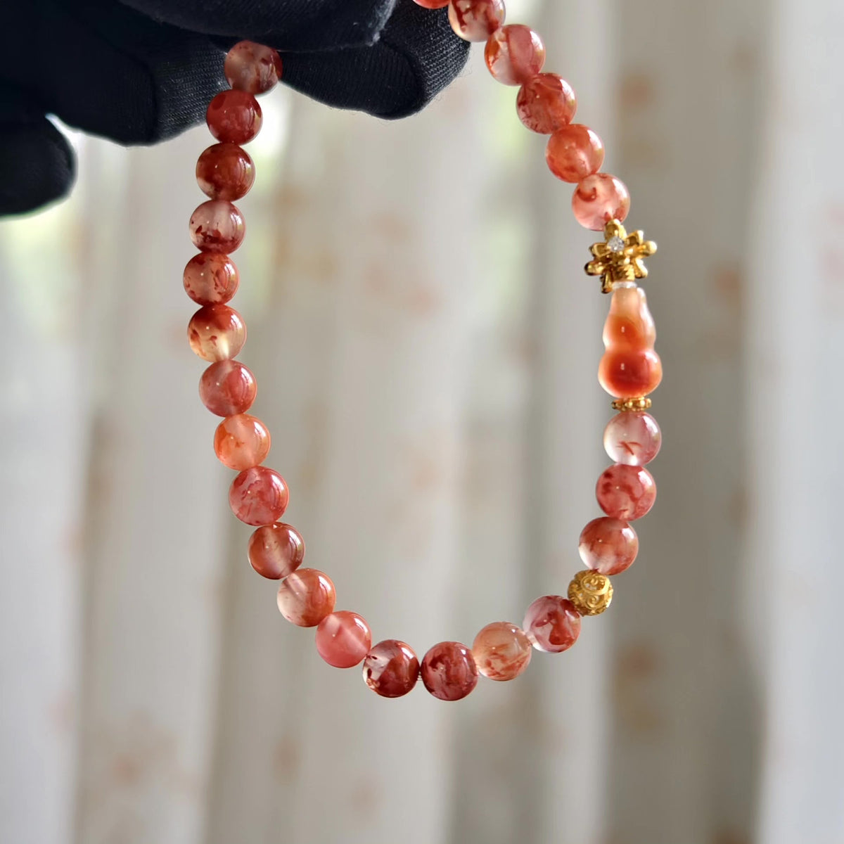 Südlicher roter Agat Perlenarmband 5,7mm Kürbis-Anhänger
