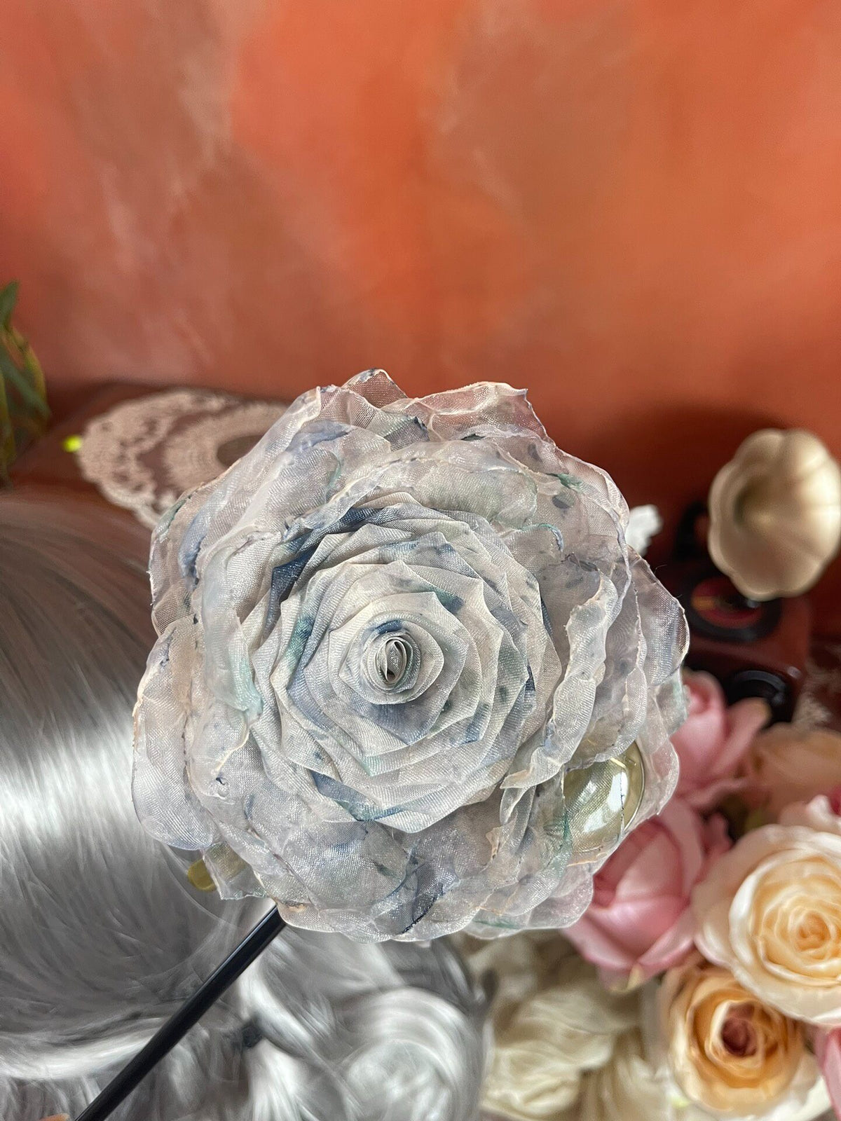 Handcrafted Fabric Rose Hair Claw Clip