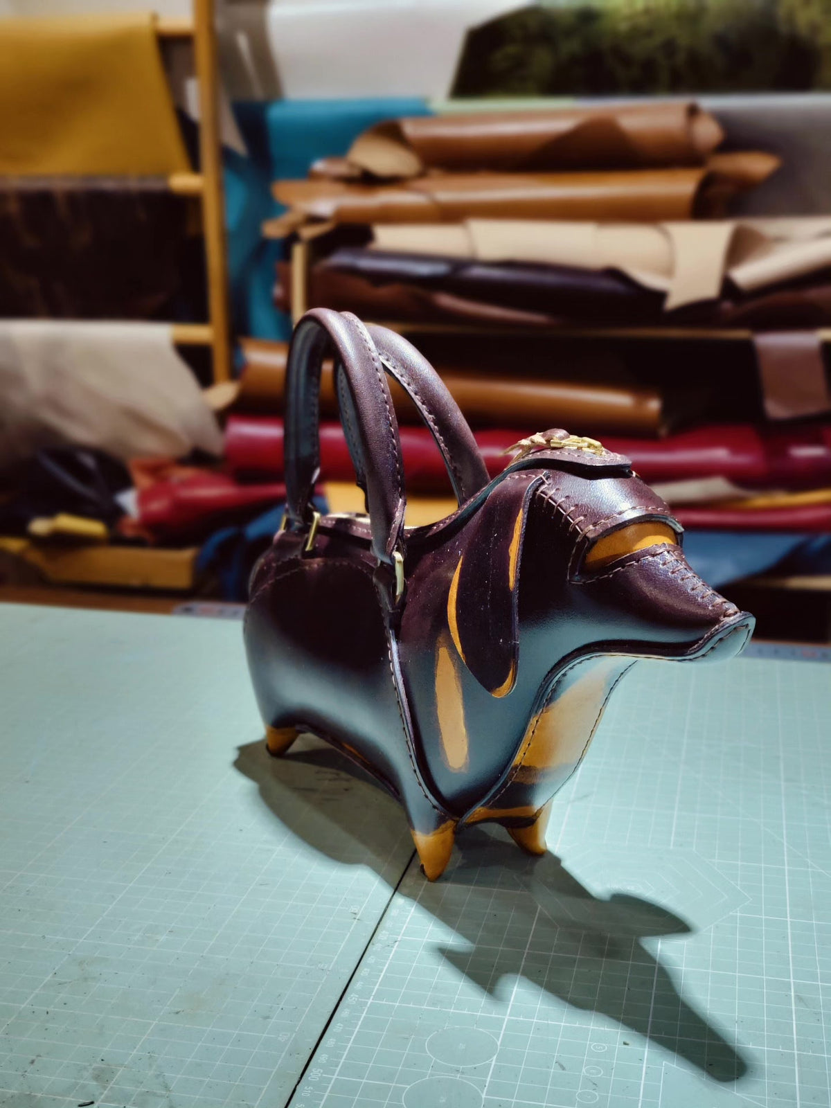Handcrafted Leather Dachshund Handbag Crossbody