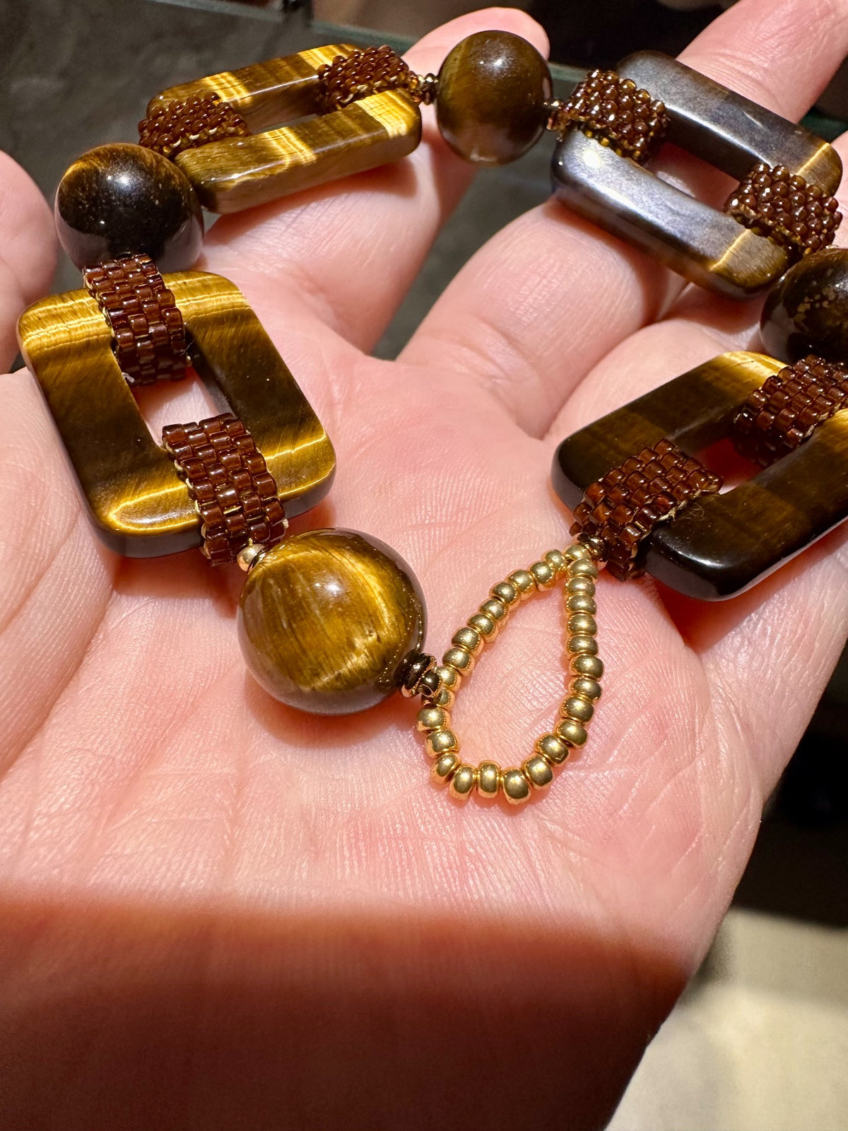 Tiger Eye Square Bead Bracelet