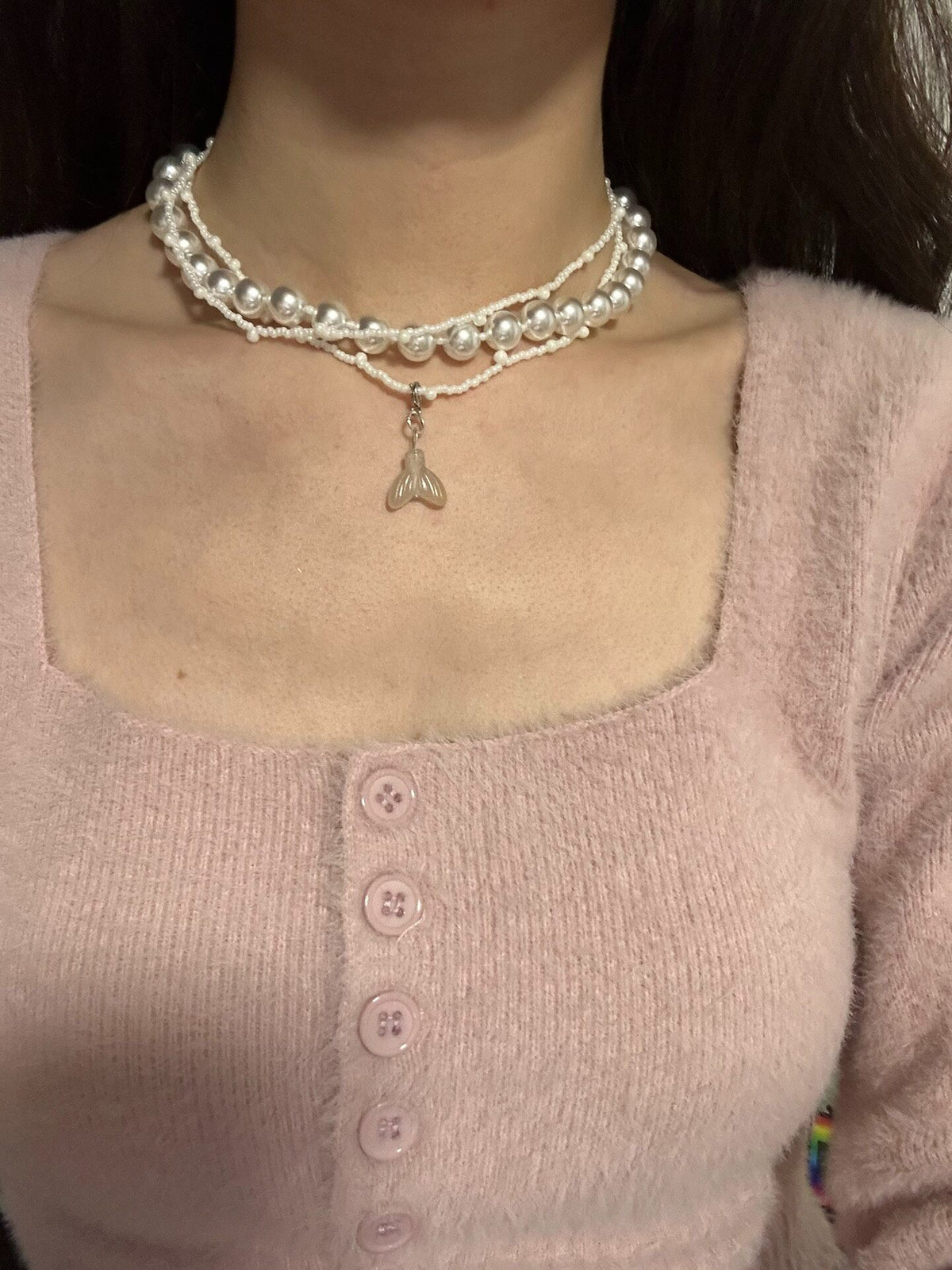 Handmade Pearl Three Layer Mermaid Necklace