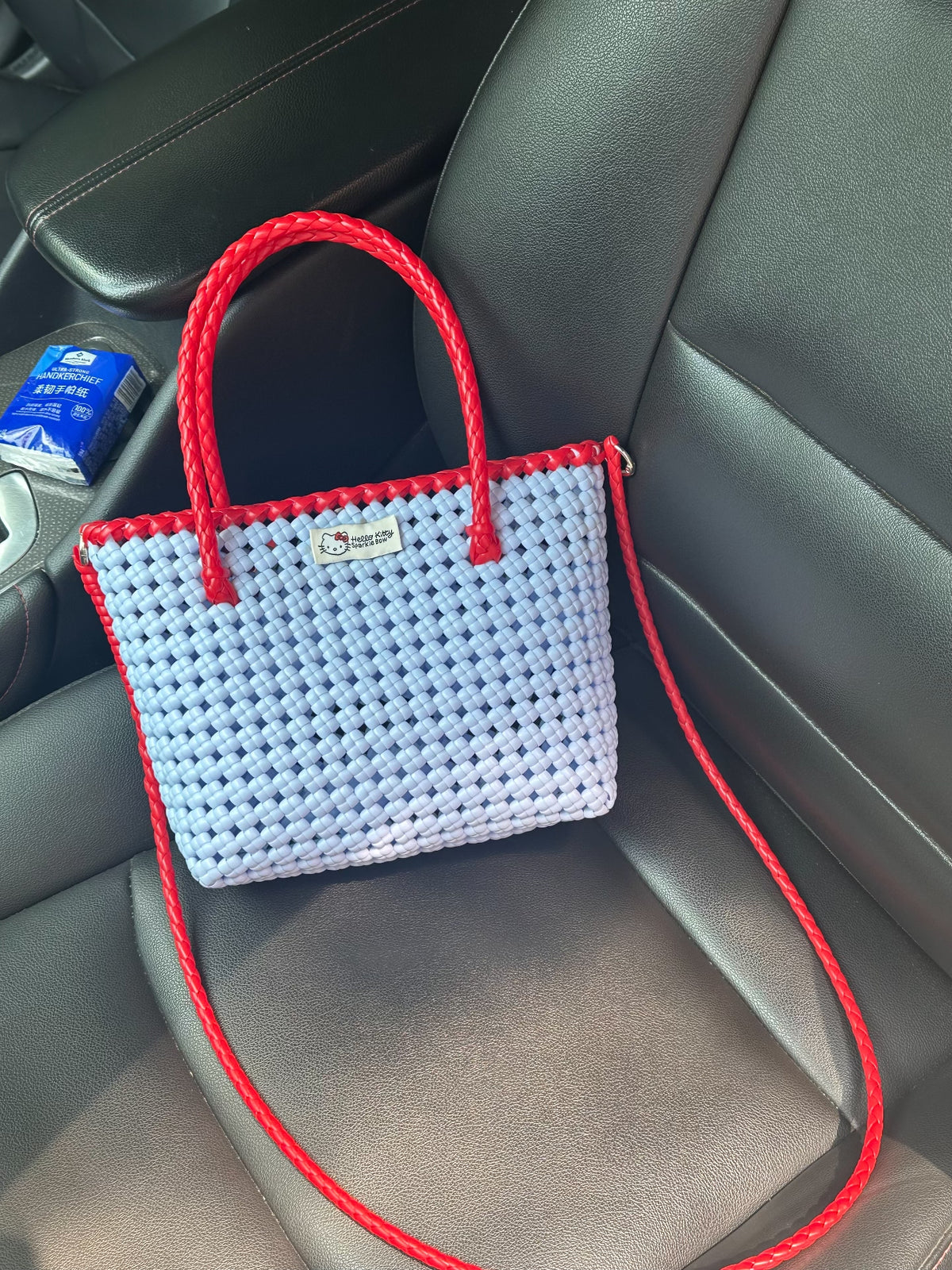 Saco de Tecido Hello Kitty em Azul-Gelo