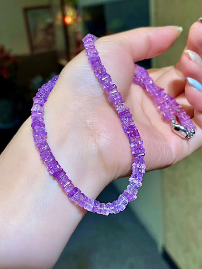 Amethyst Baguette Bead Necklace, 43cm, 21.7g