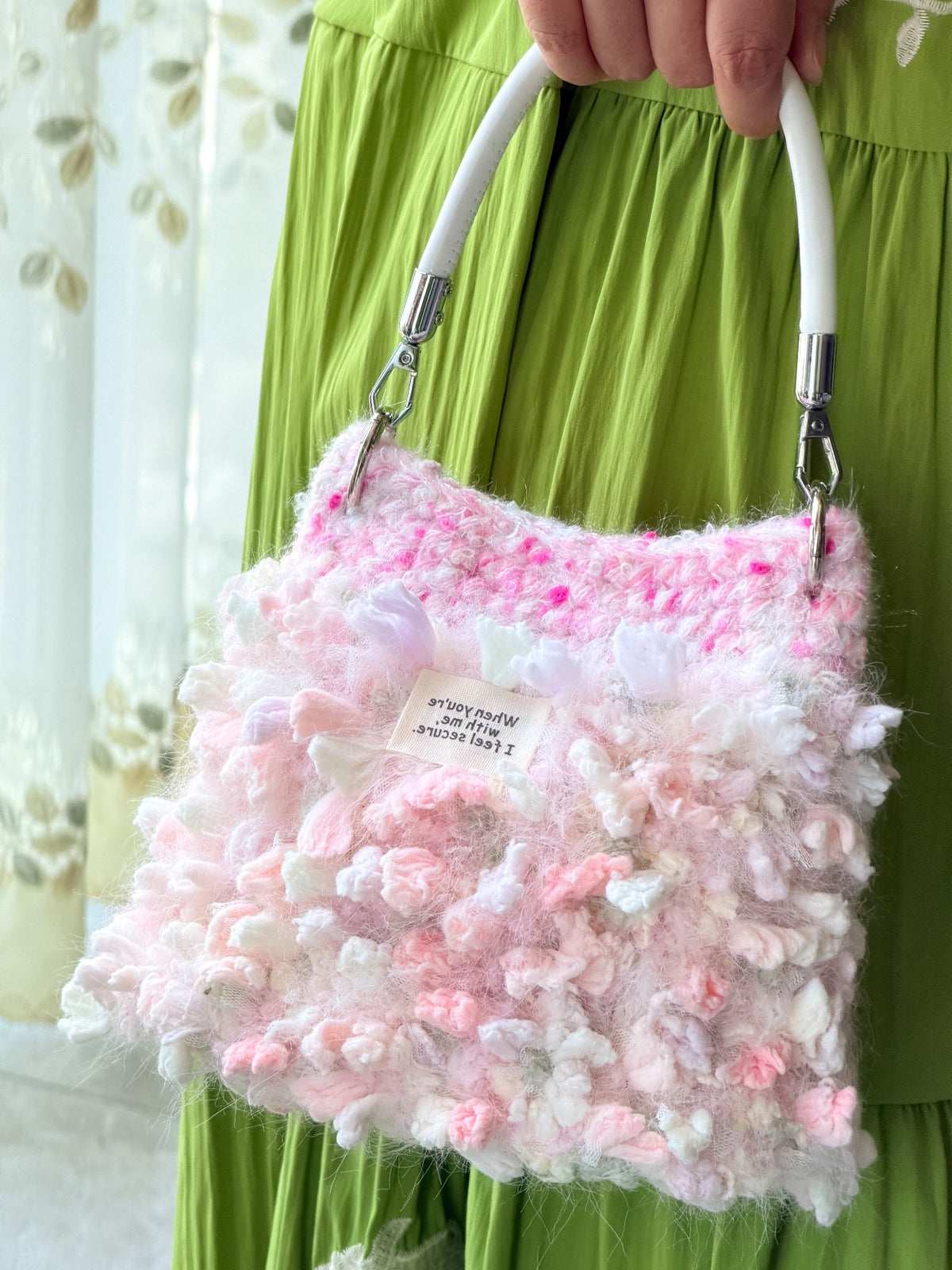 Borsa all'uncinetto rosa pesca