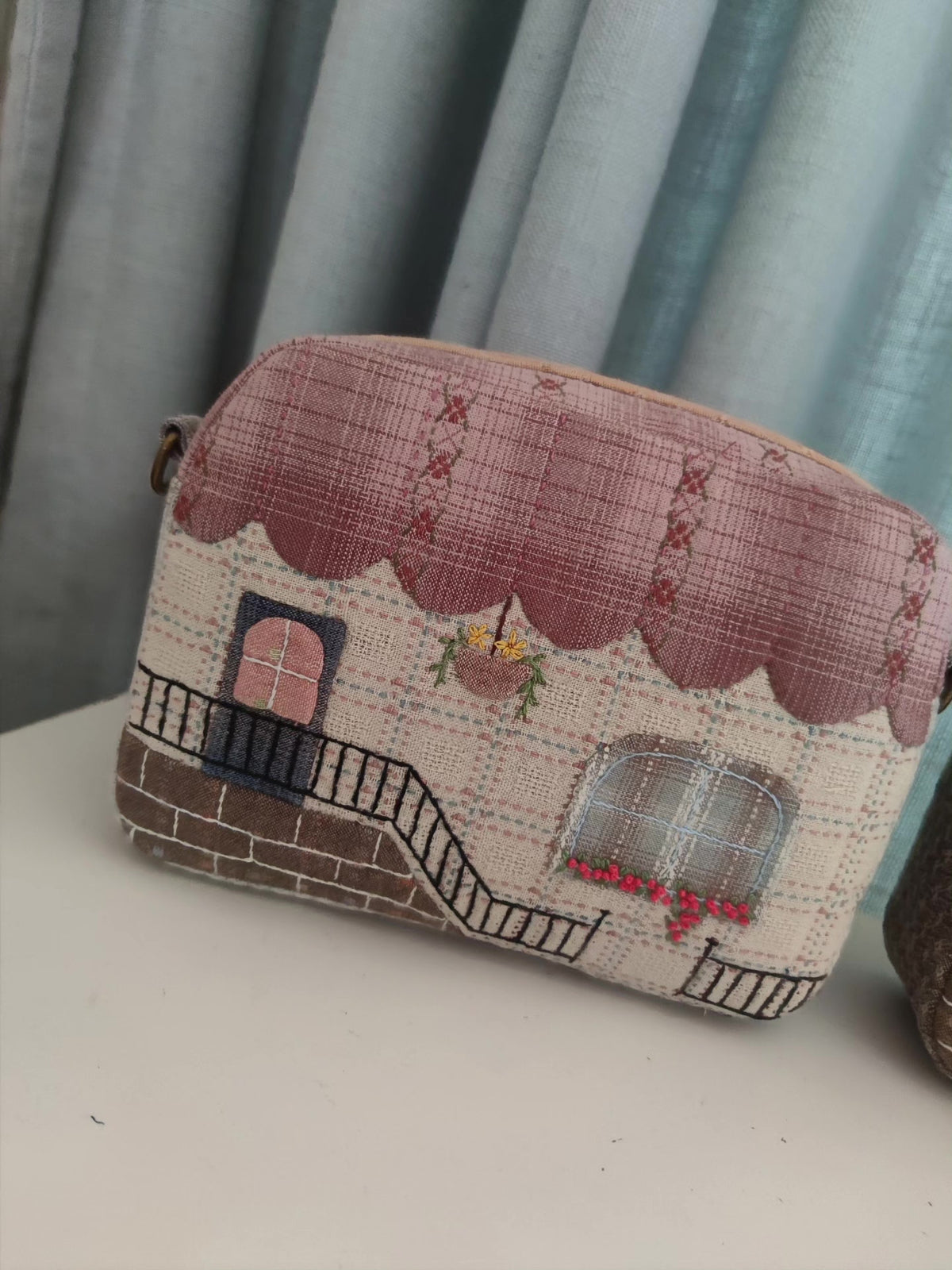 Handmade Fabric House Pouch 18cm