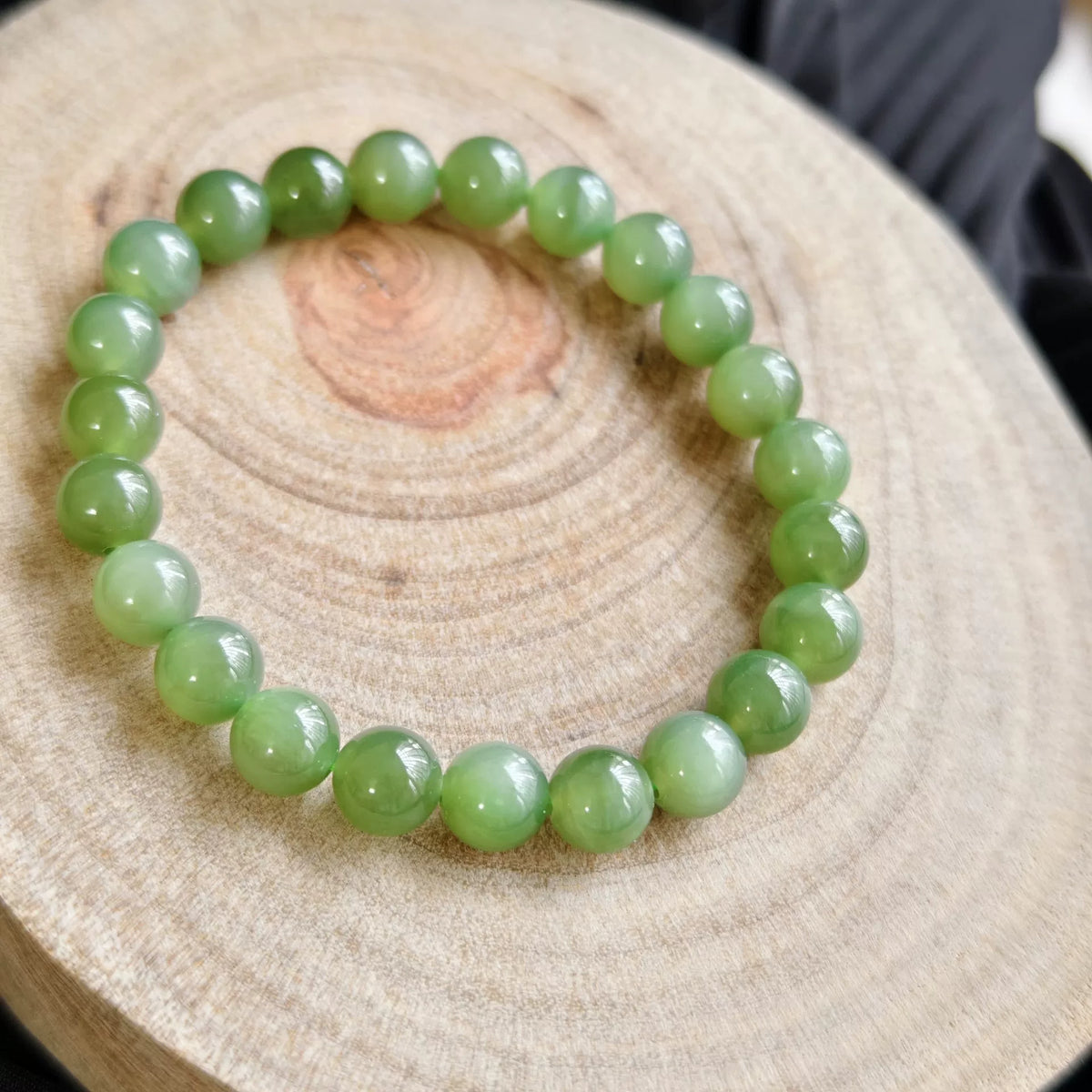 Braccialiale in perle di Giada Nefrite Naturale Rosa e Verde 8mm