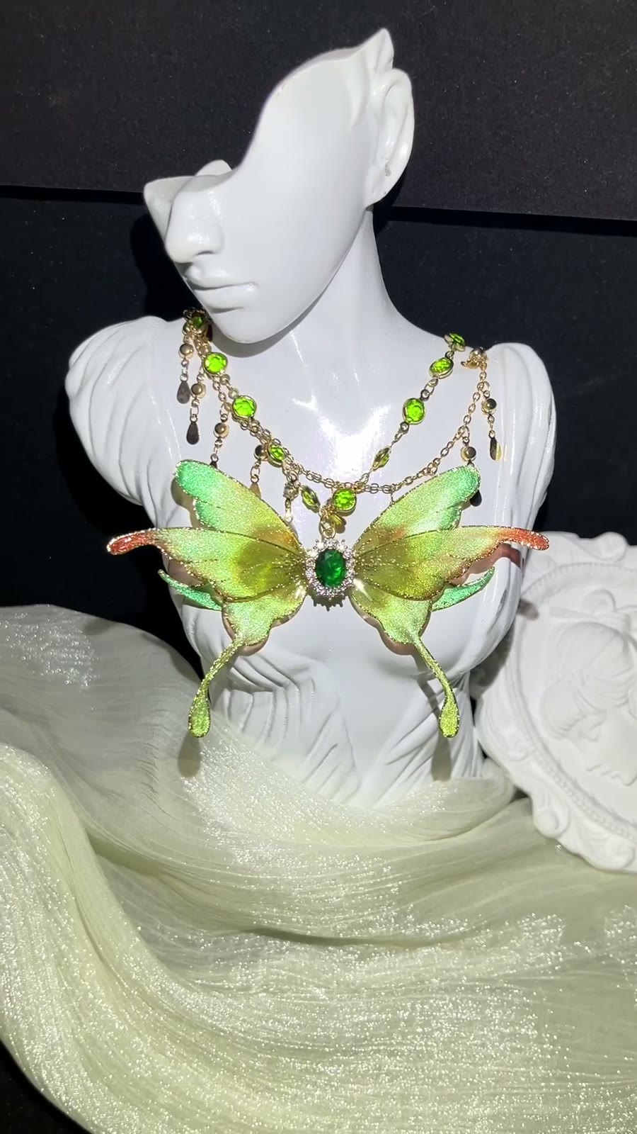 Butterfly Statement Necklace With Resin Wings