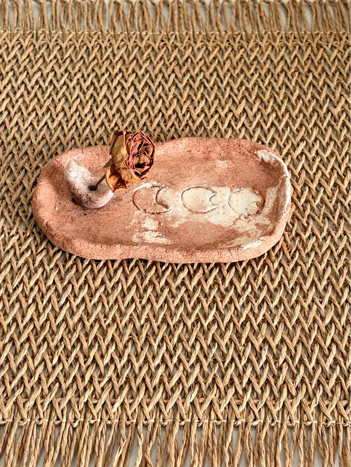Handmade Clay Incense Holder Rustic Earthy Tone