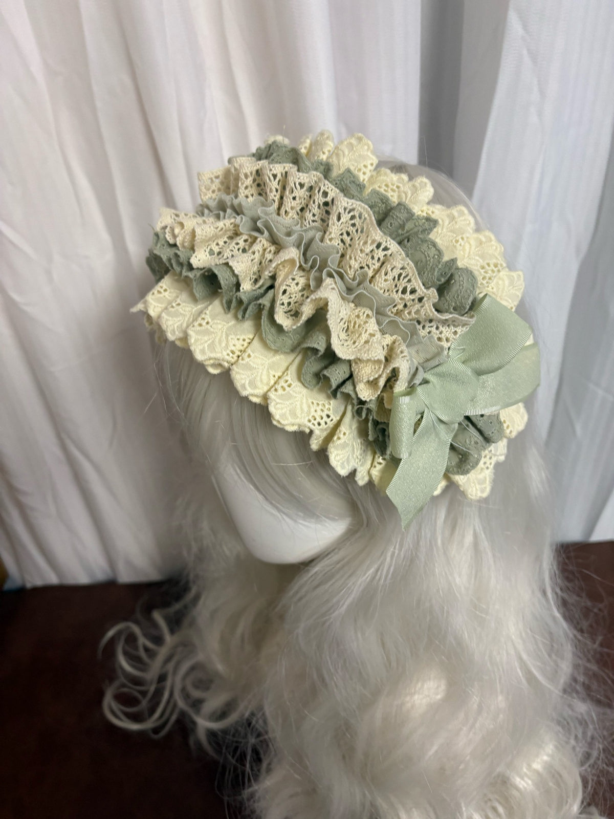 Handmade Ruffled Lace Lolita Bonnet Headdress