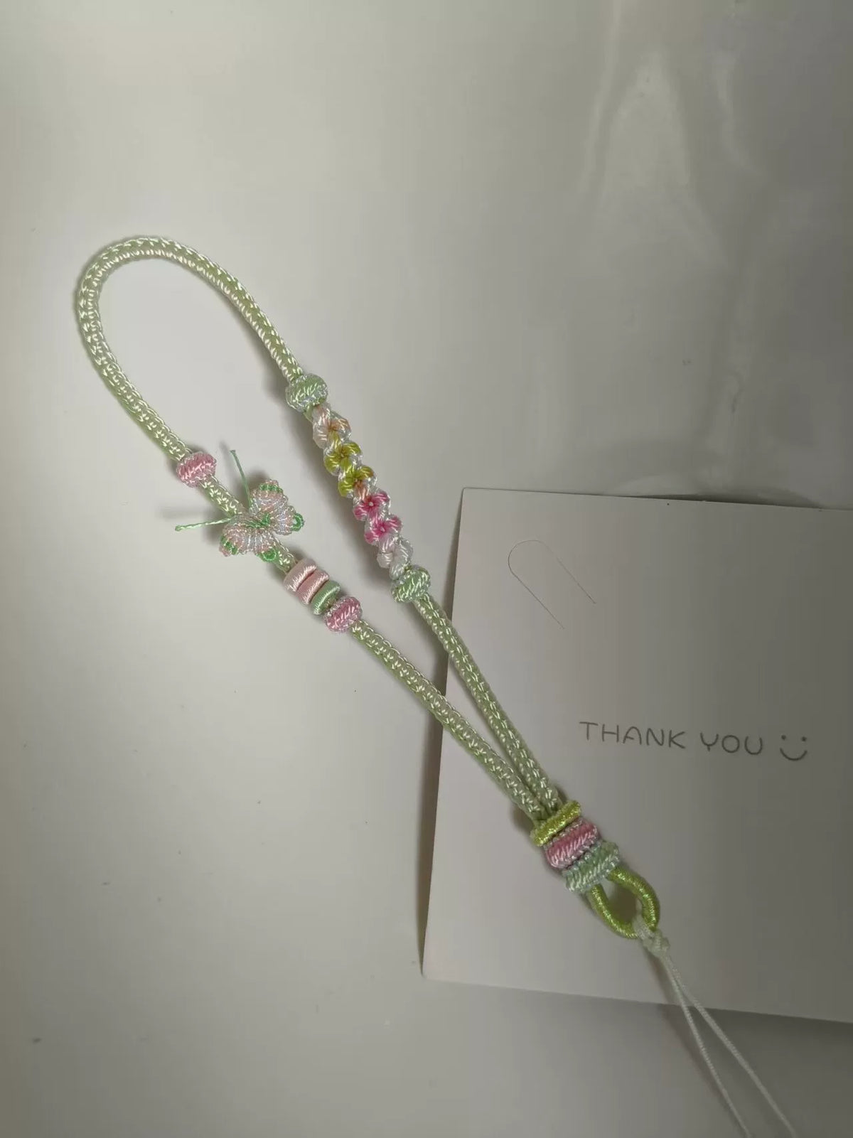 Handmade Braided Phone Lanyard Pastel Pink Green