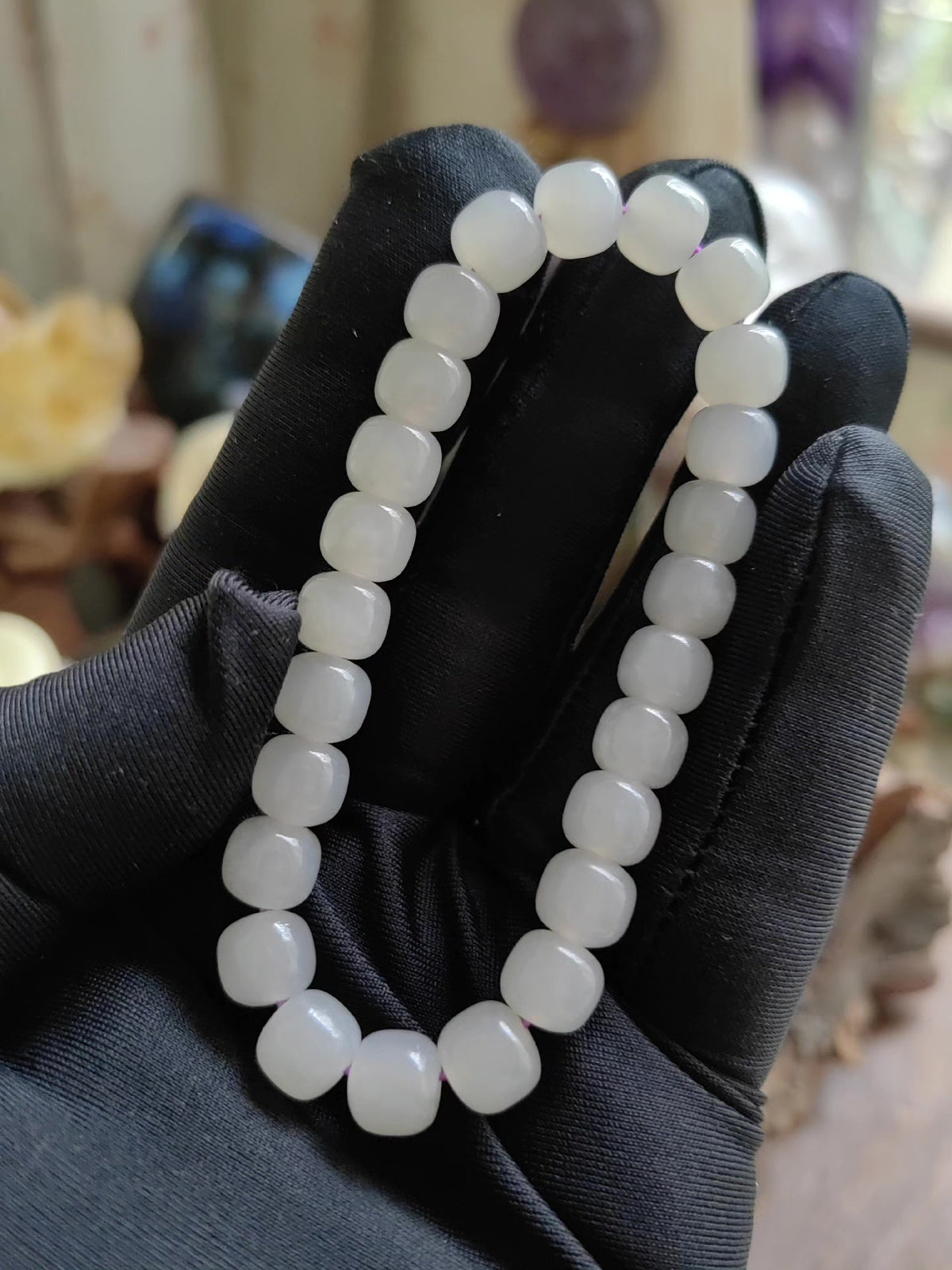 Pulseira Vintage de Jade de Hetian Roxo Fumado