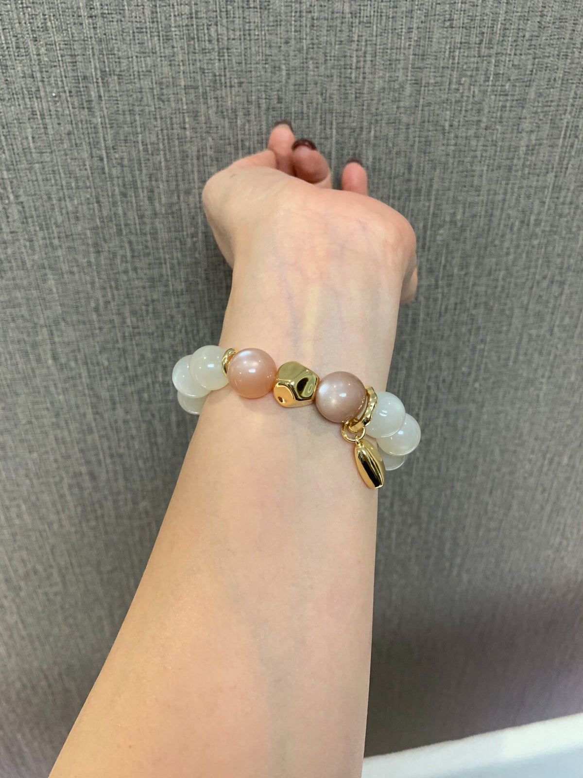 White Moonstone Orange Crystal Bracelet