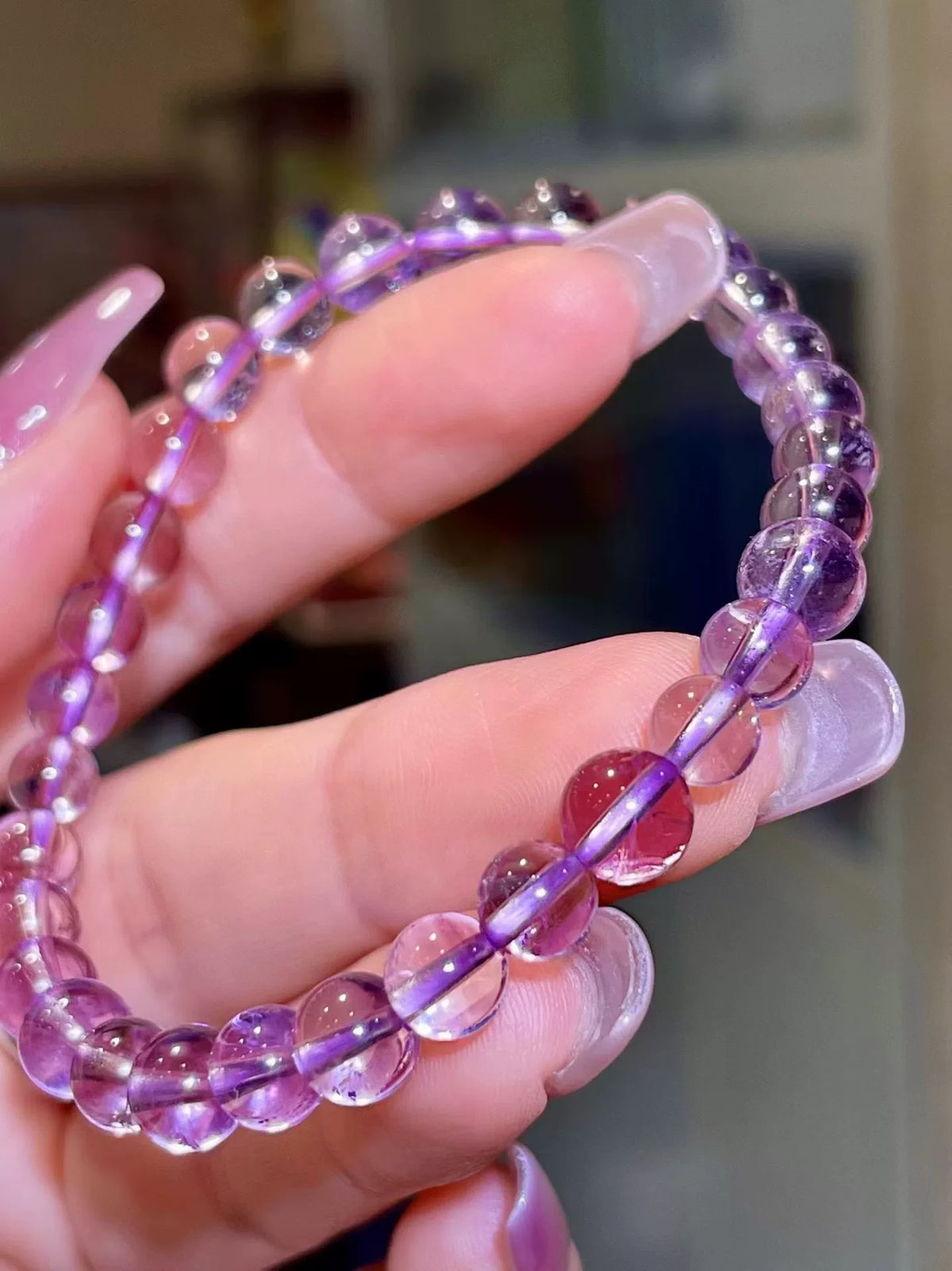 Amethyst-Perlenarmband rund 6 mm