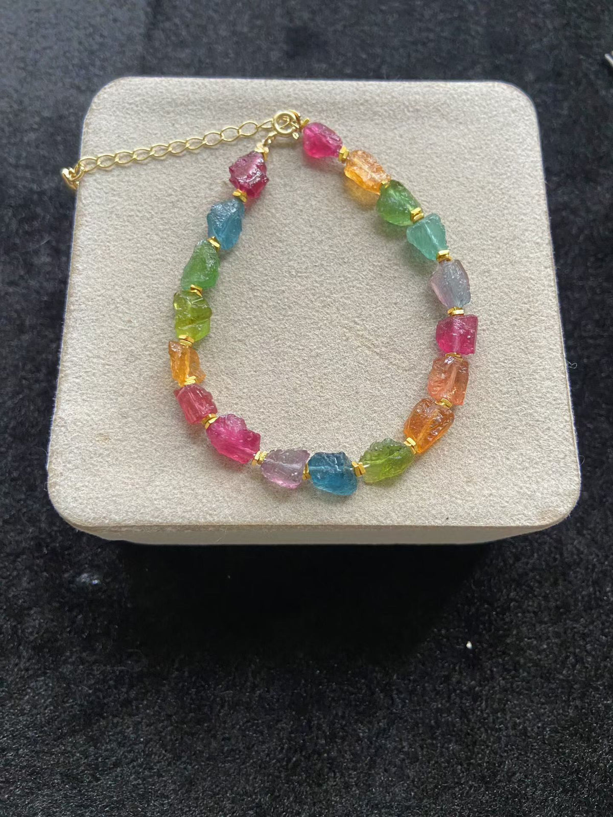 Pulseira de Turmalina em Bruto Multicolorida