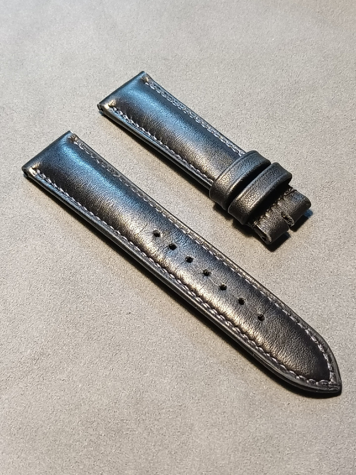 Black Top-Grain Leather Watch Strap 20mm