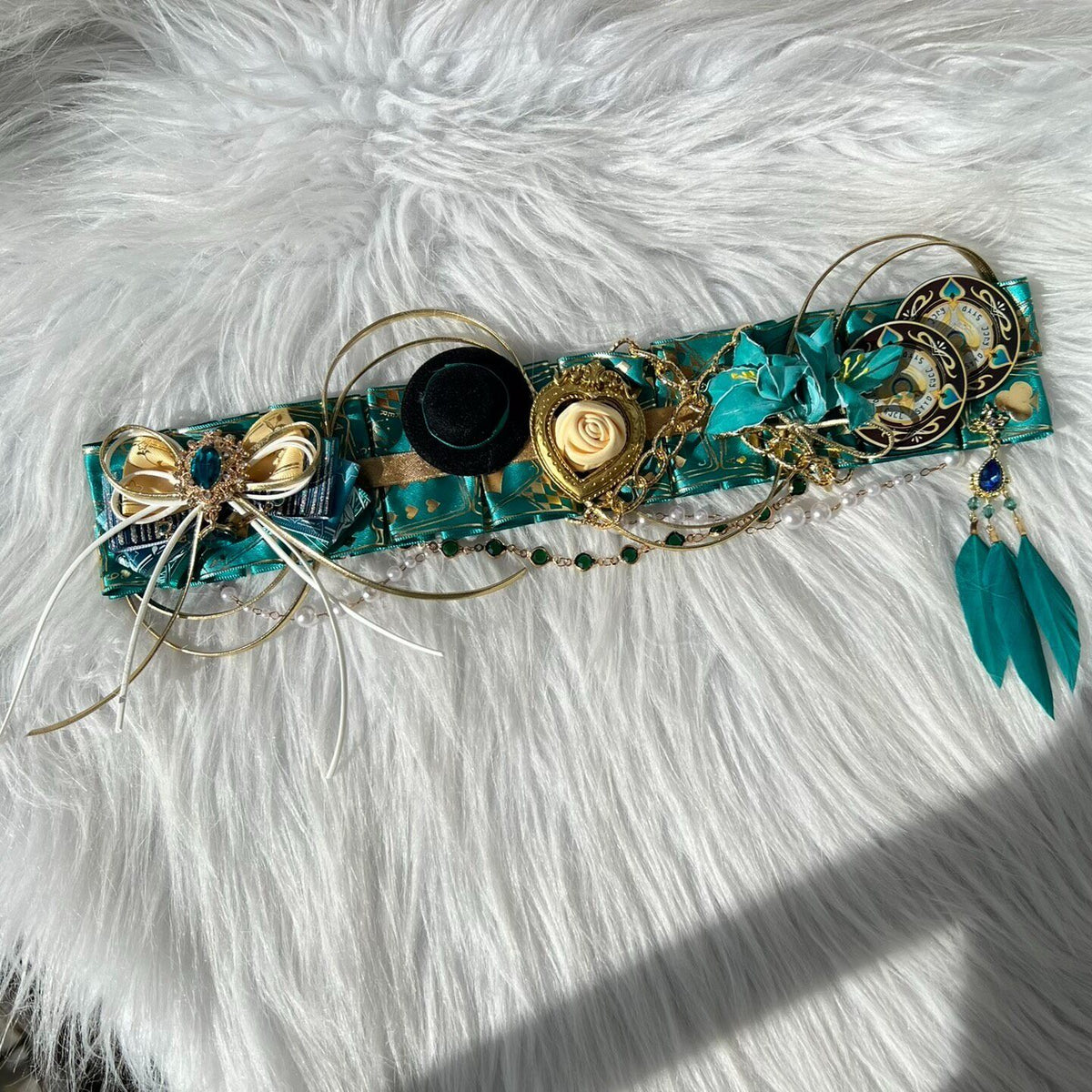 Honkai Star Rail Acheron Teal Satin Ribbon Charm