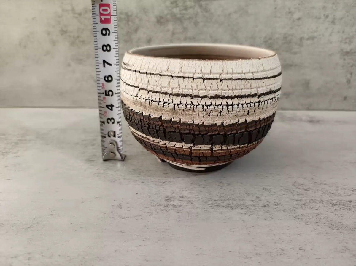 Handmade Ceramic Bowl 8 cm Crackled Texture