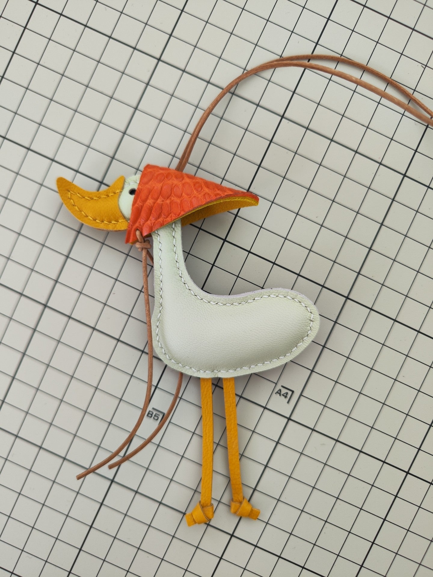 Handmade Leather Lucky Duck Keychain Bag Charm