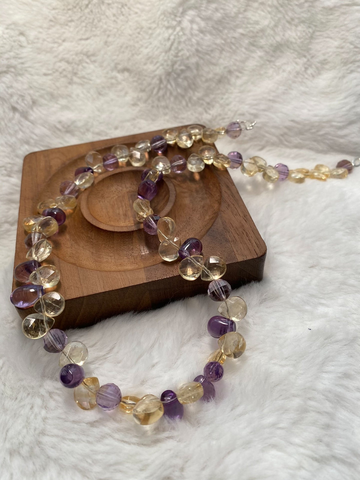 Citrine Amethyst Faceted Teardrop Necklace