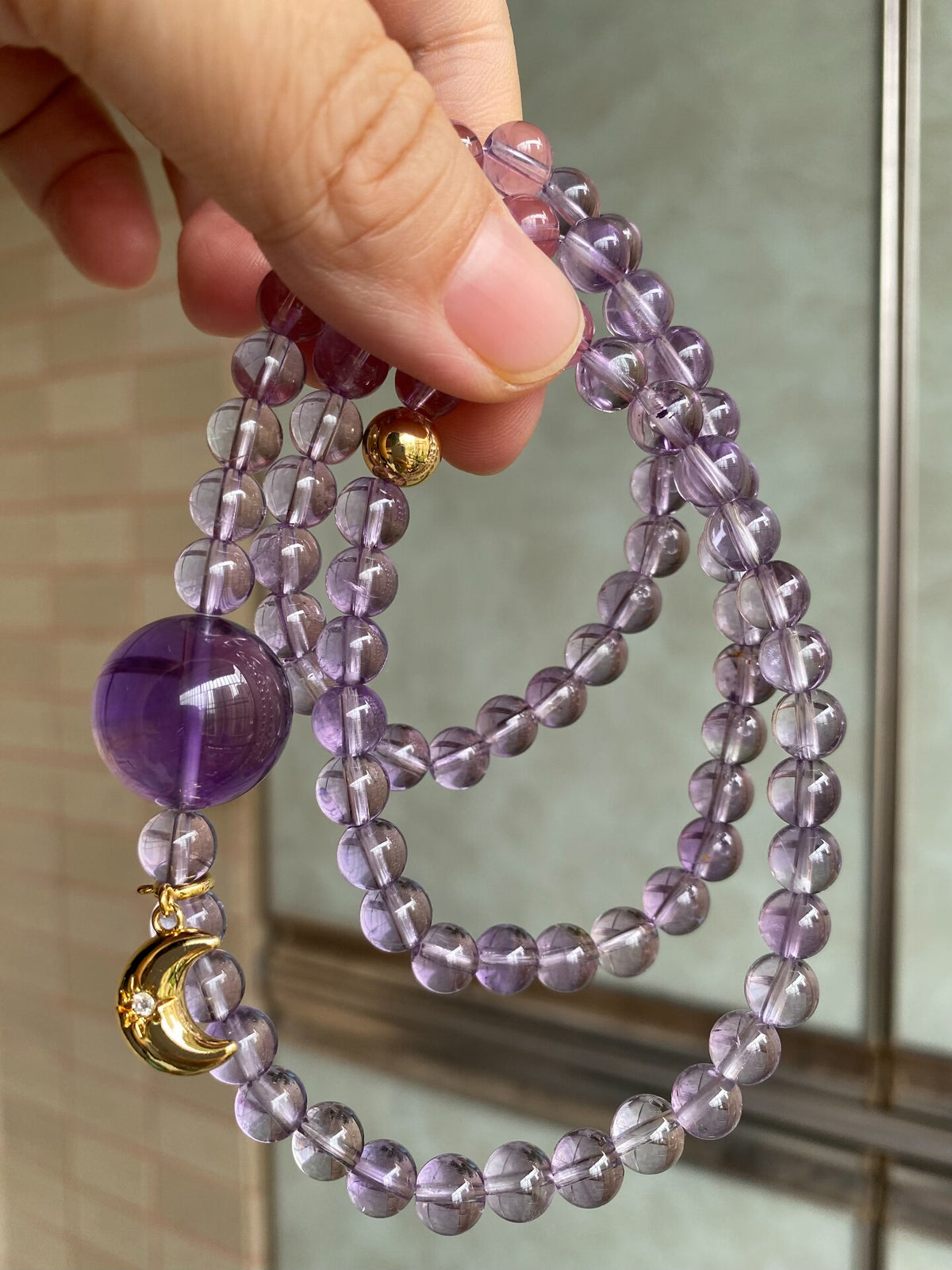 Amethyst Triple Wrap Bracelet 7mm Beads