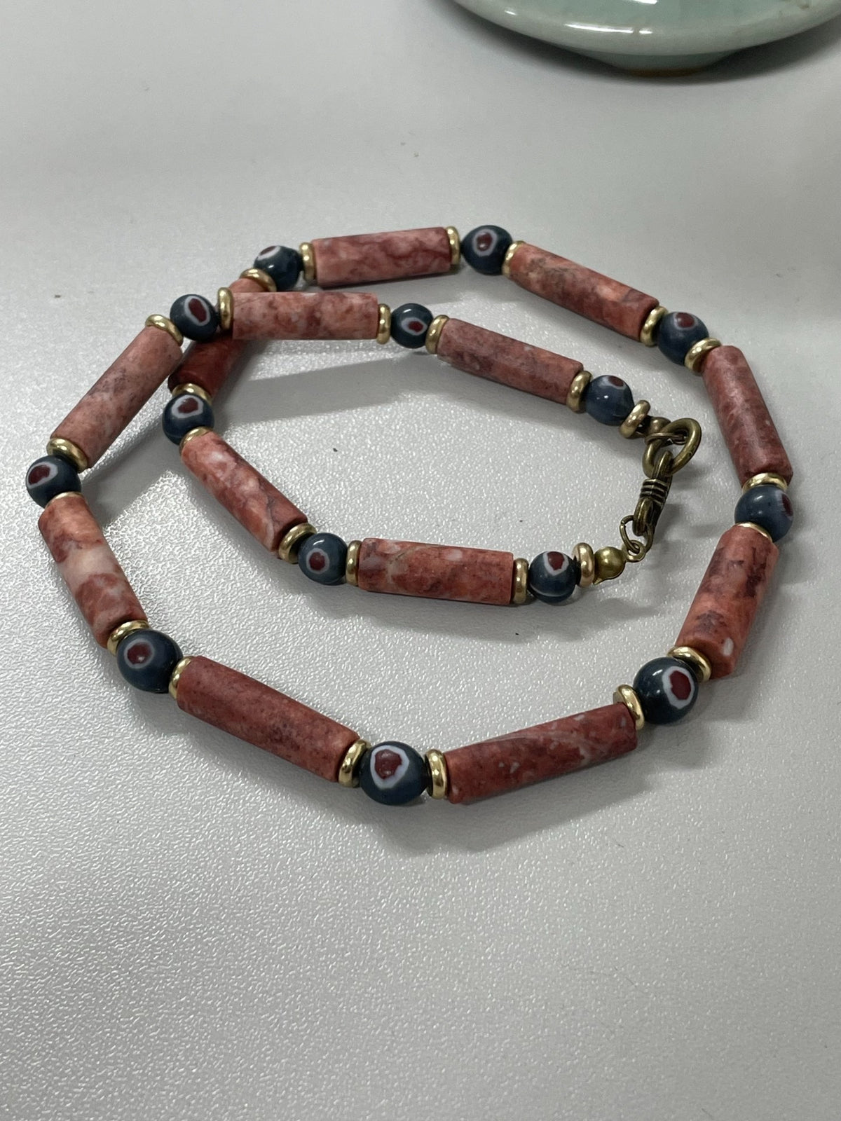 Rose Quartz Eye Bead Natural Stone Necklace
