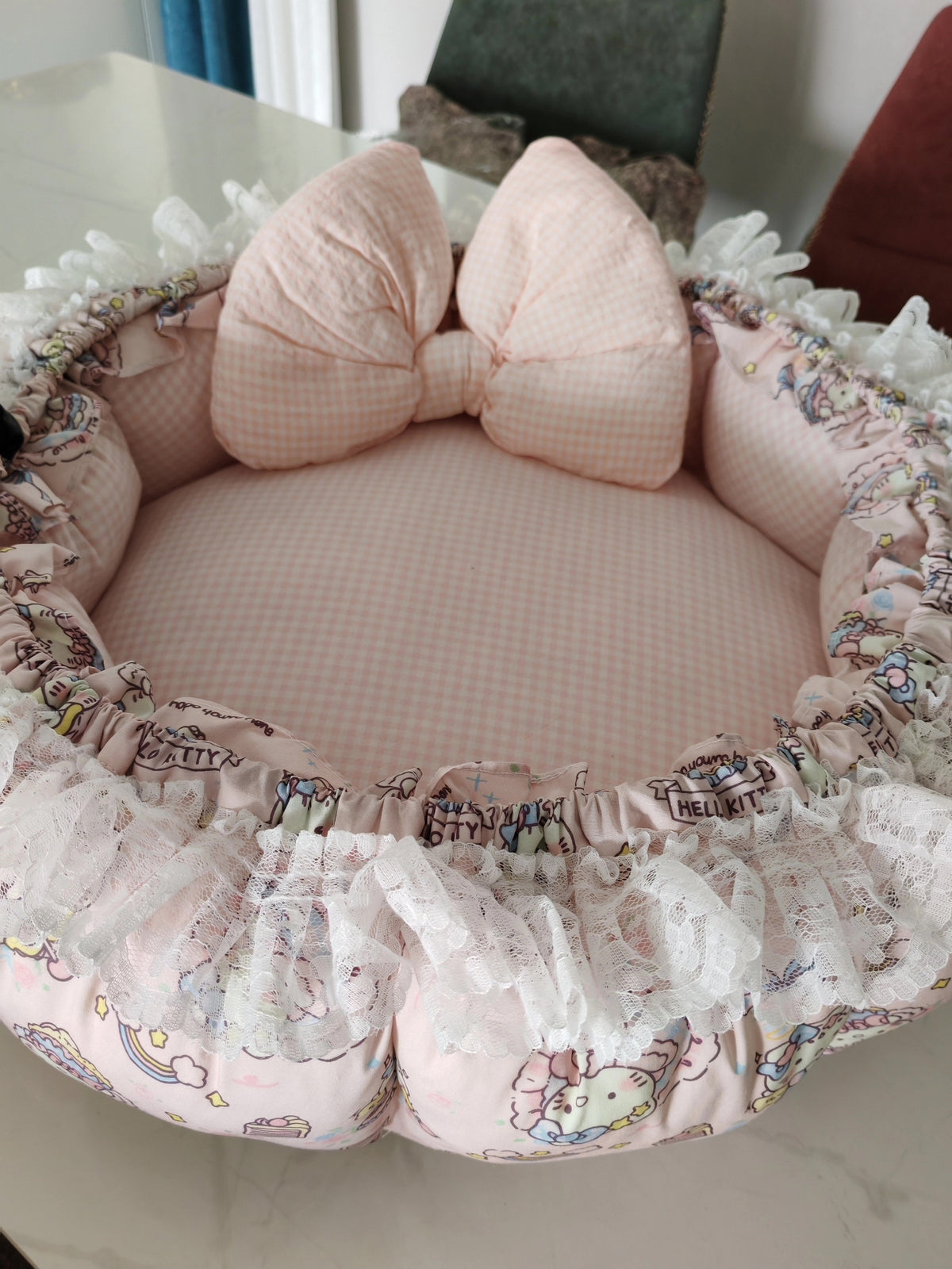 Handmade Cotton Cat Bed with Hello Kitty Print