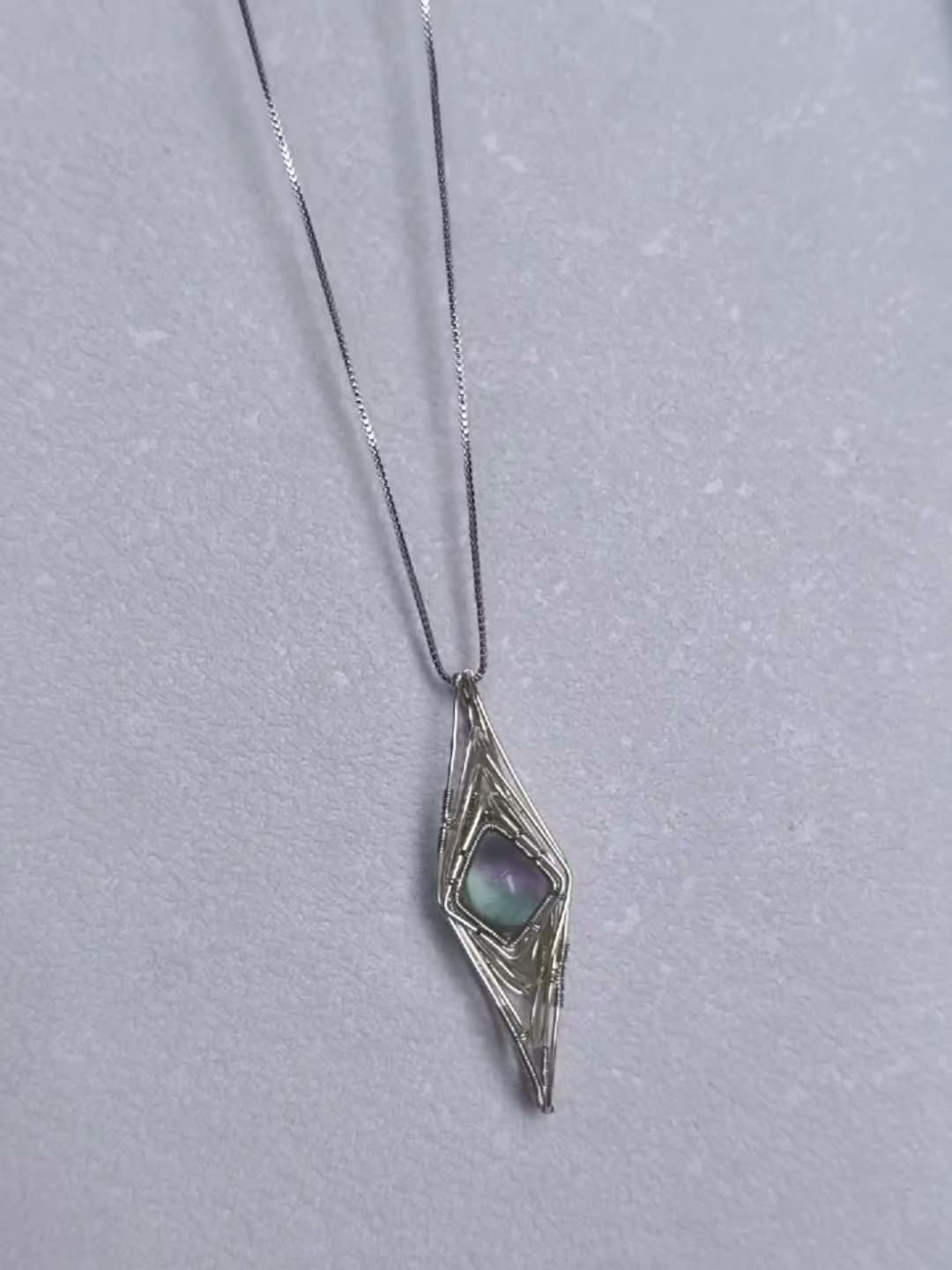 Handmade Wire Wrapped Fluorite Pendant Necklace