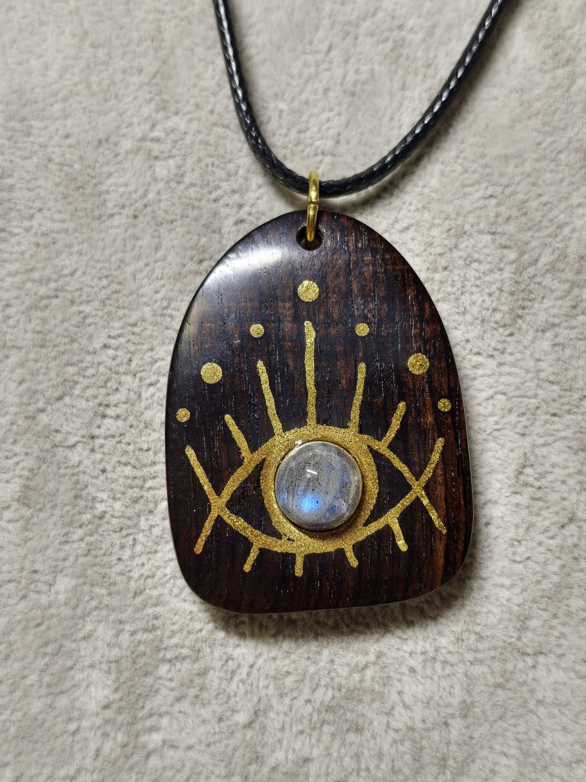 Purpleheart Ebony Moonstone Eye Pendant