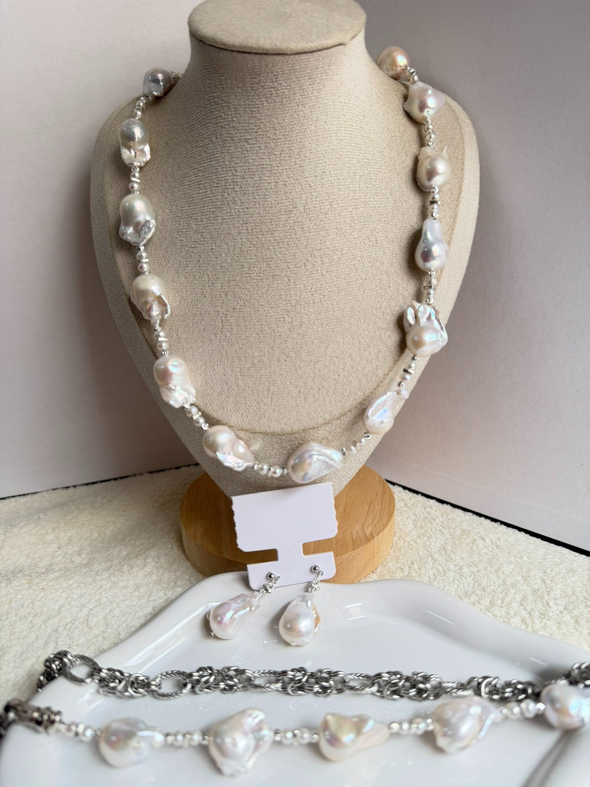 Baroque Pearl Necklace Bracelet Jewelry Set